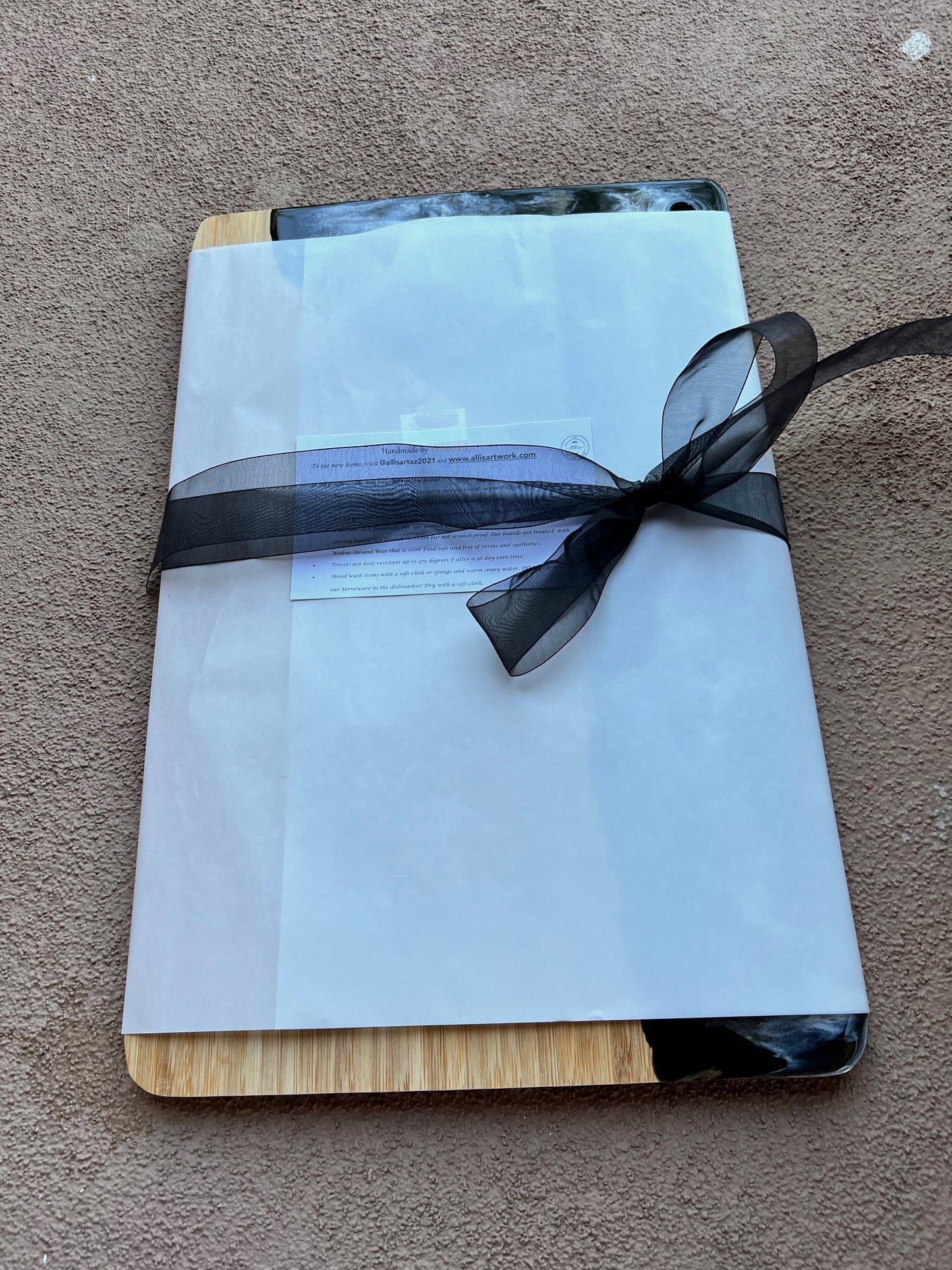 Charcuterie Board - Black, Bronze and White Marbled Resin (SOLD)