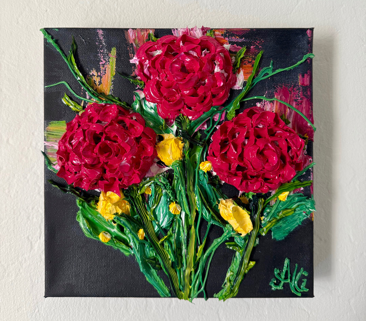 Magenta and Yellow Flowers 10x10x1.5