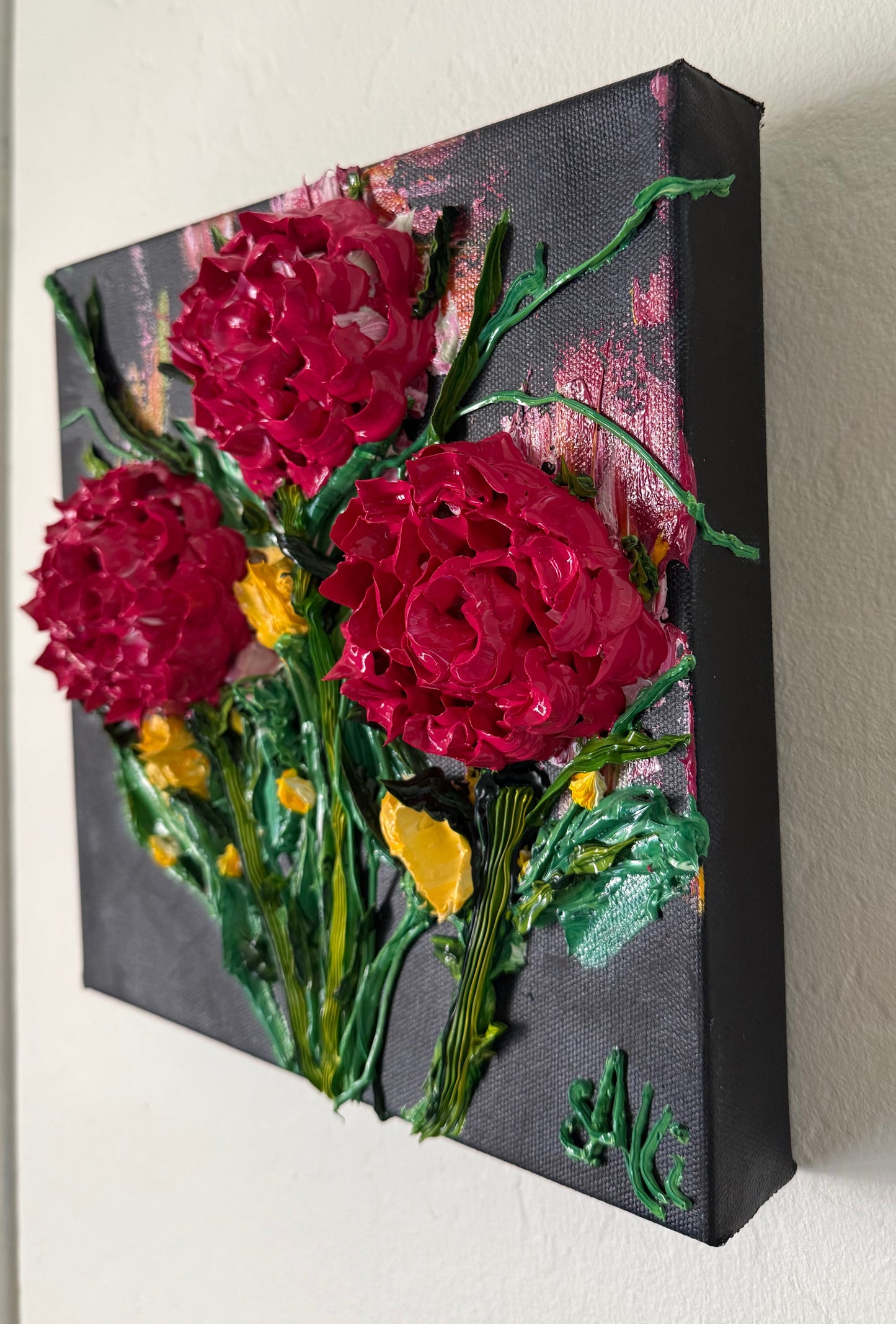 Magenta and Yellow Flowers 10x10x1.5