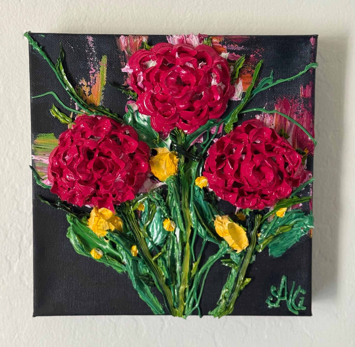 Magenta and Yellow Flowers 10x10x1.5
