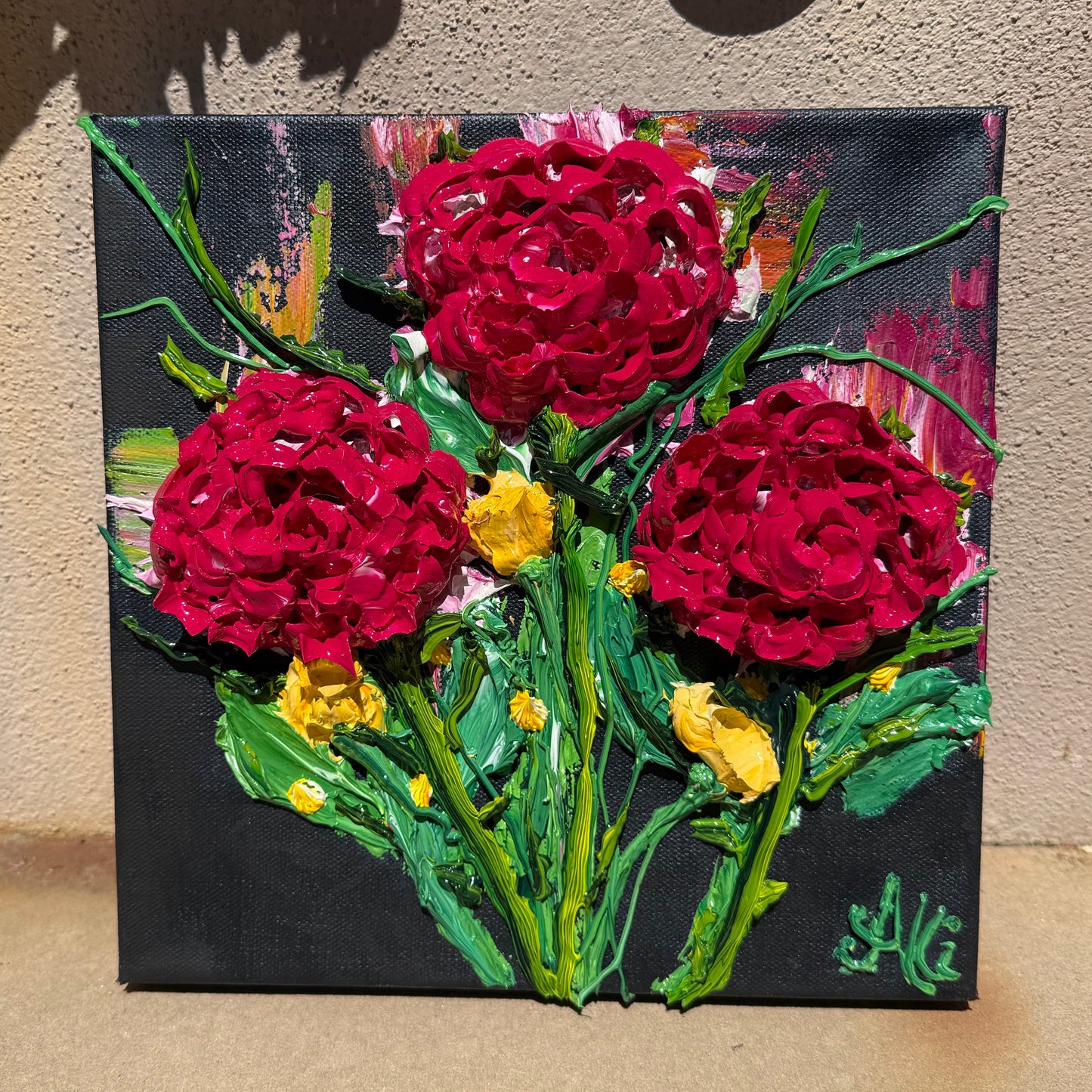 Magenta and Yellow Flowers 10x10x1.5