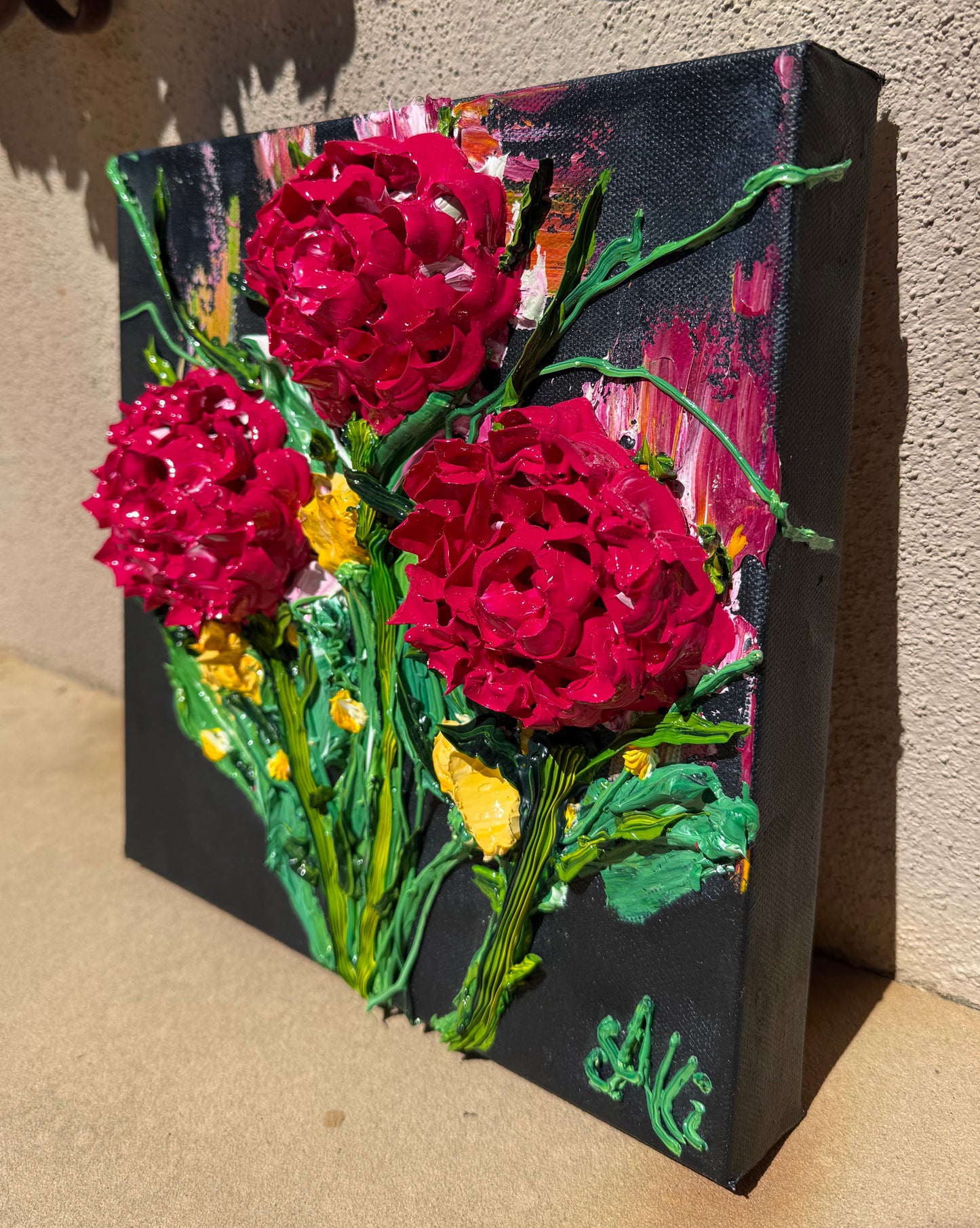 Magenta and Yellow Flowers 10x10x1.5