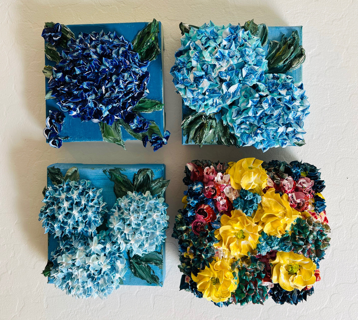 Three Balls of Blue Hydrangeas 6x6x1.5 (SOLD)