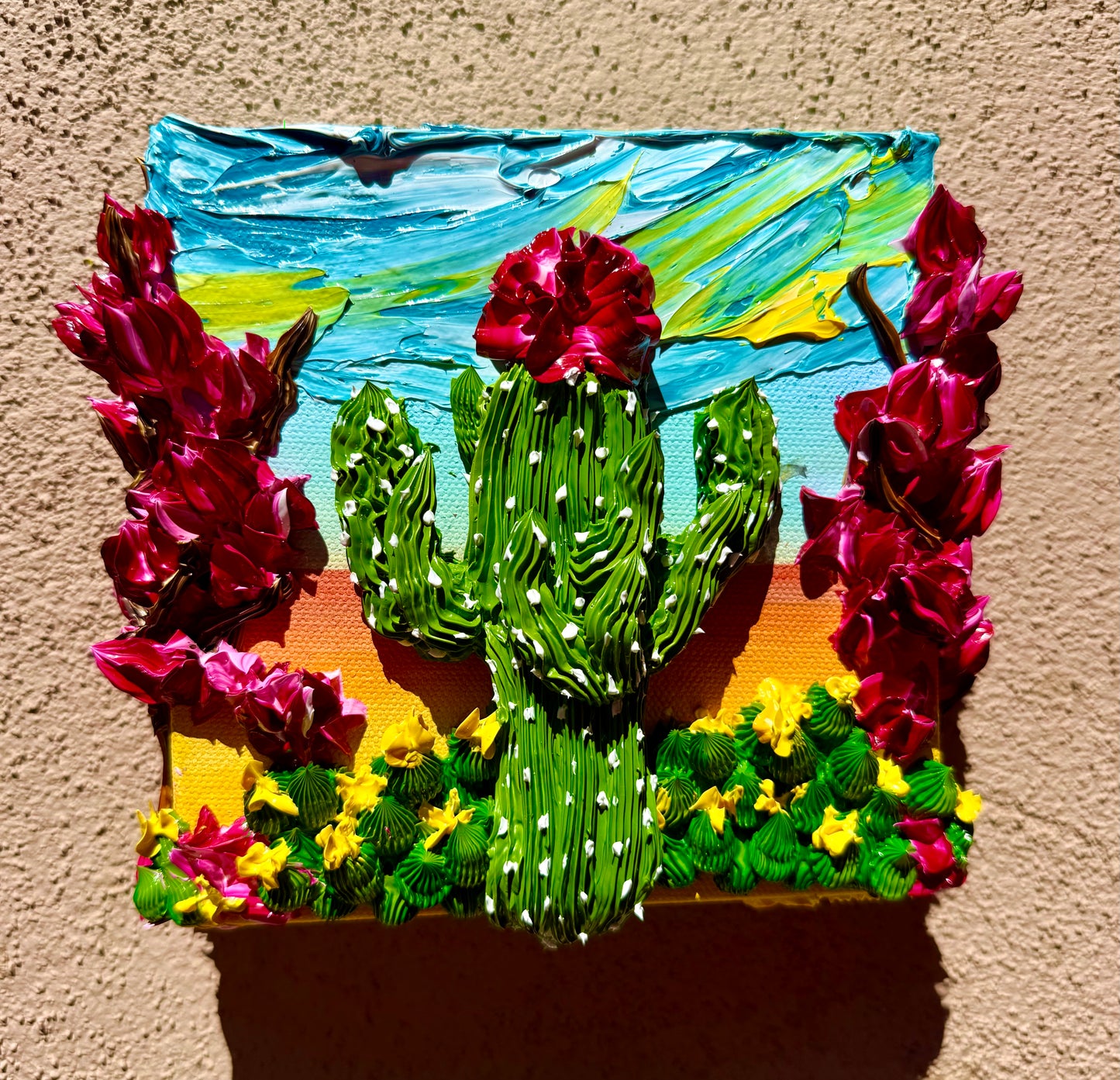 AZ Cactus with Deep Magenta Flowers 6x6x1.5