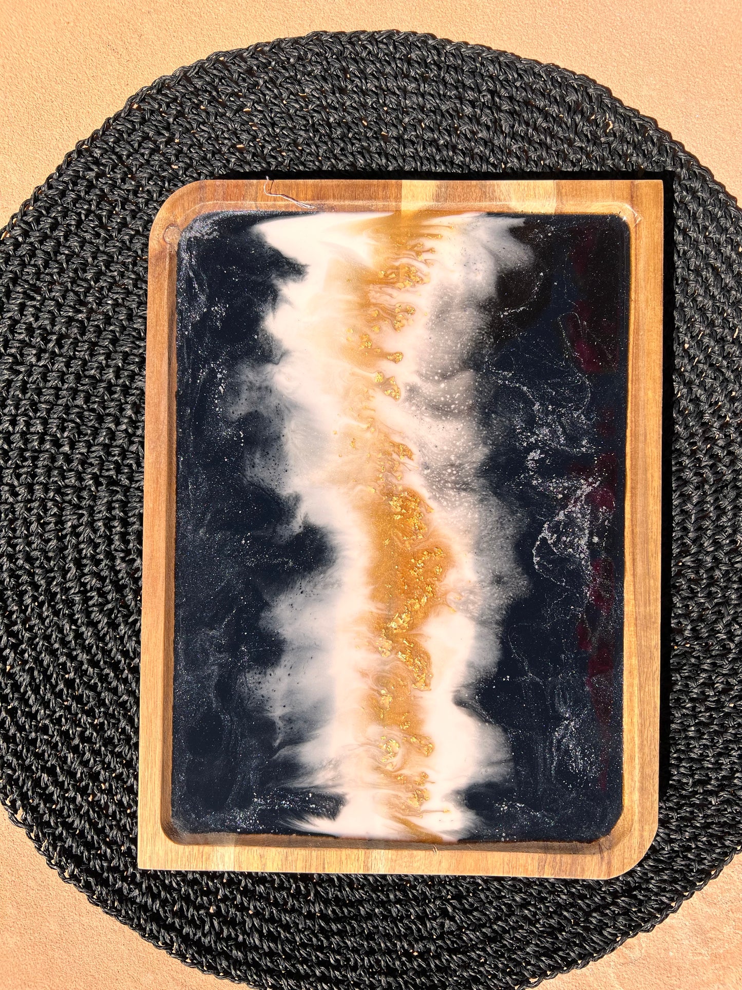 Resin Serving Tray- Gold in the Middle 8.5x11.5x.5 (SOLD)