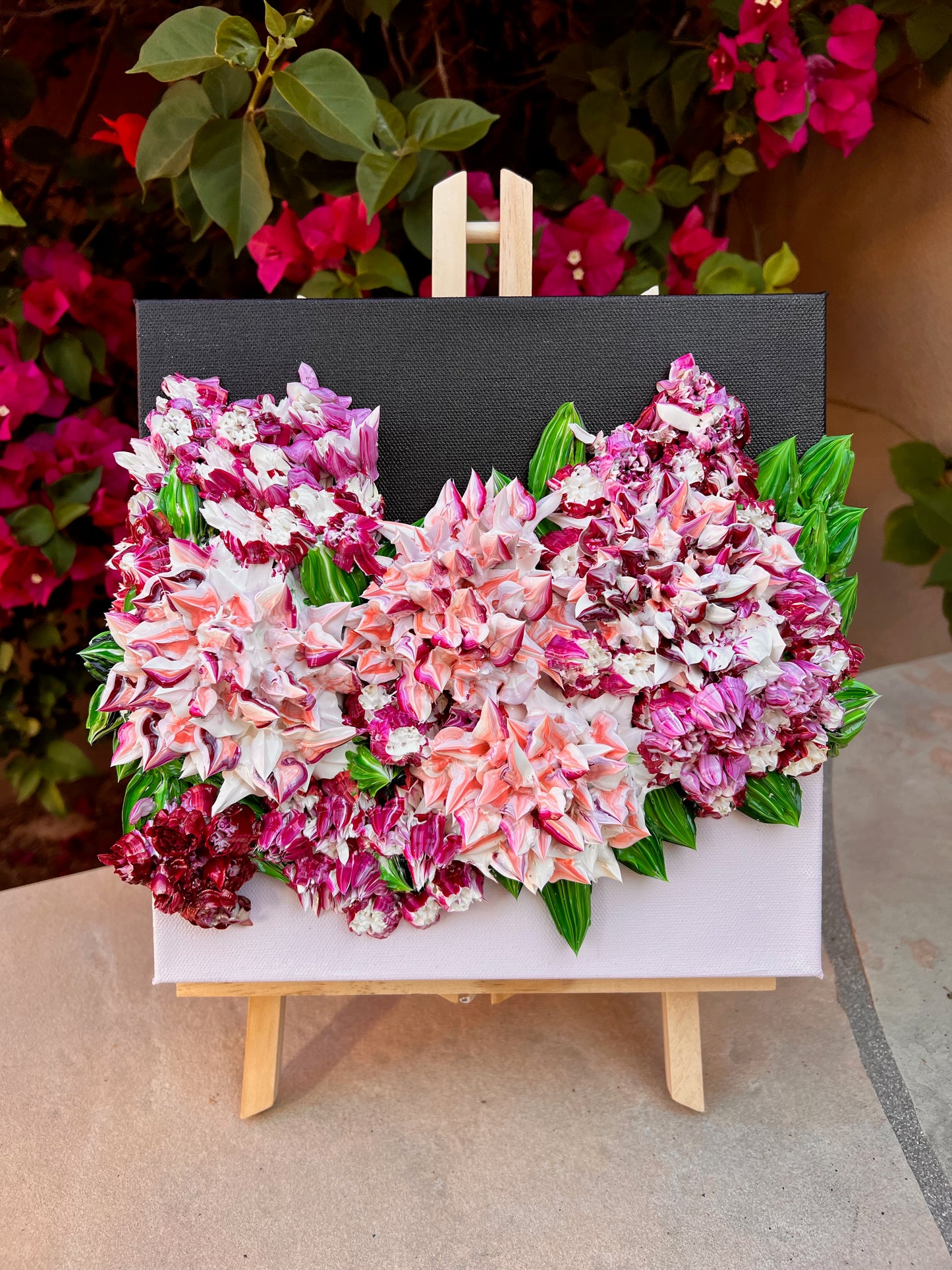 Rose Quartz and Violet Succulents & Flowers 10x10x1.5 (SOLD)