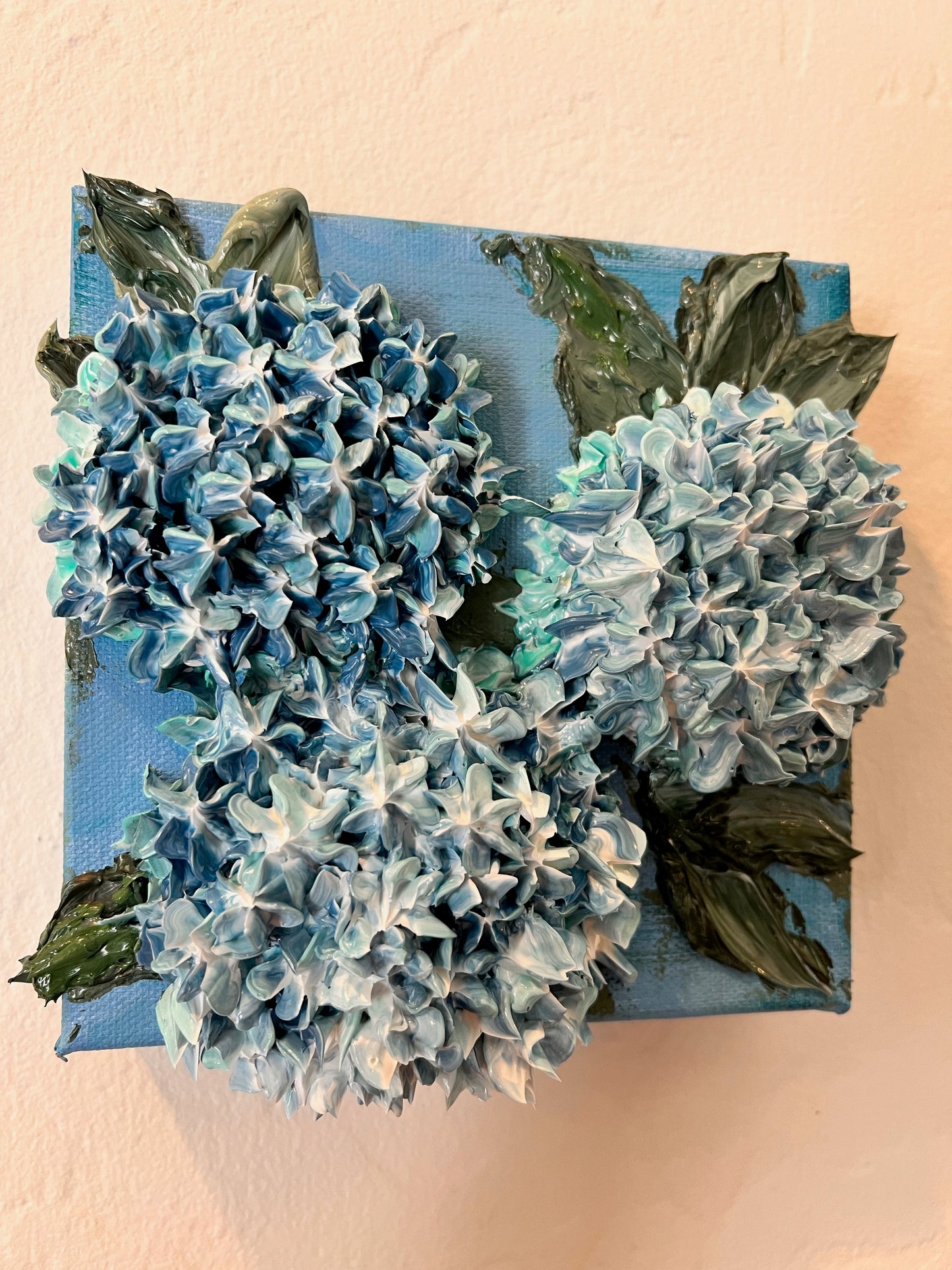 Three Balls of Blue Hydrangeas 6x6x1.5 (SOLD)