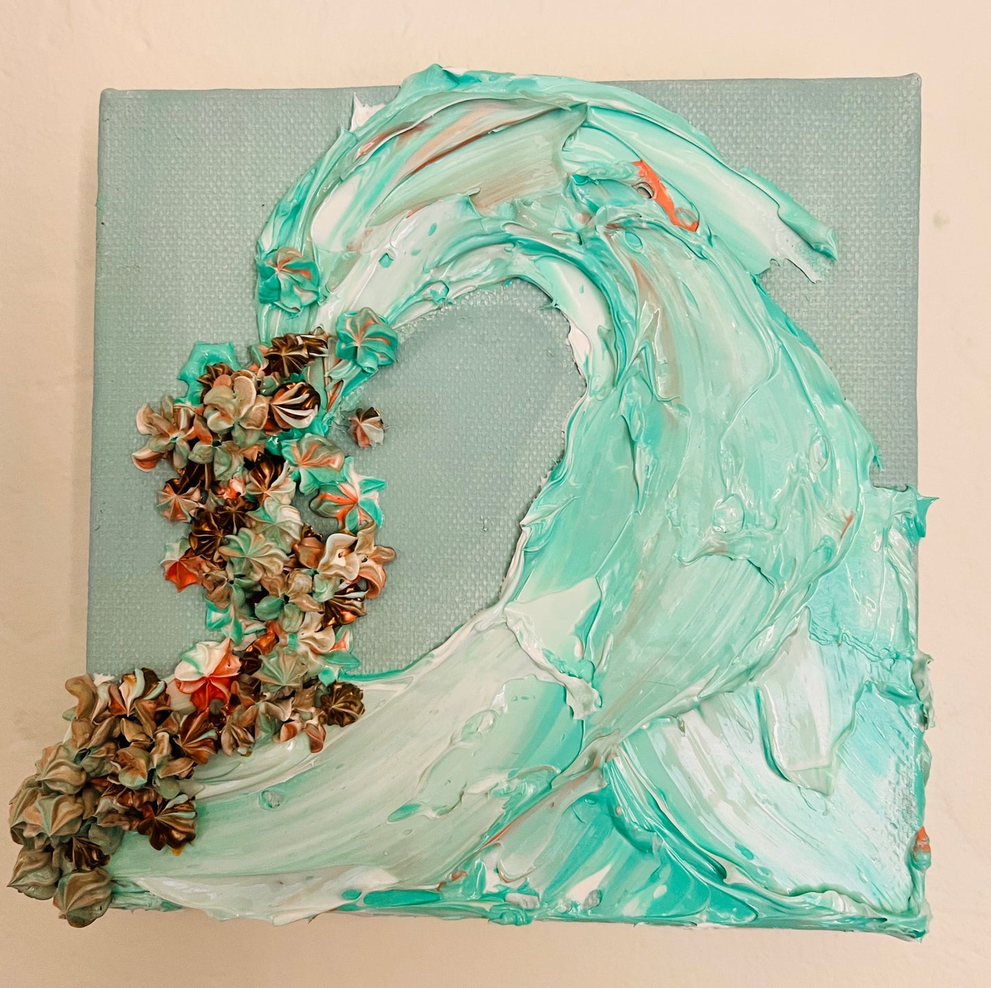 Turquoise Wave #2 6x6x1.5