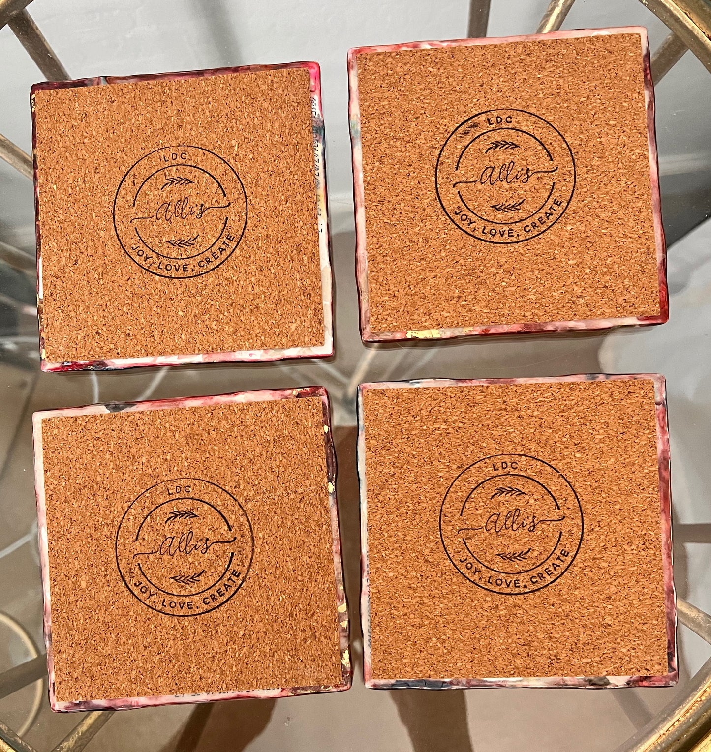 Resin Coasters - Red, Blue, White and Gold