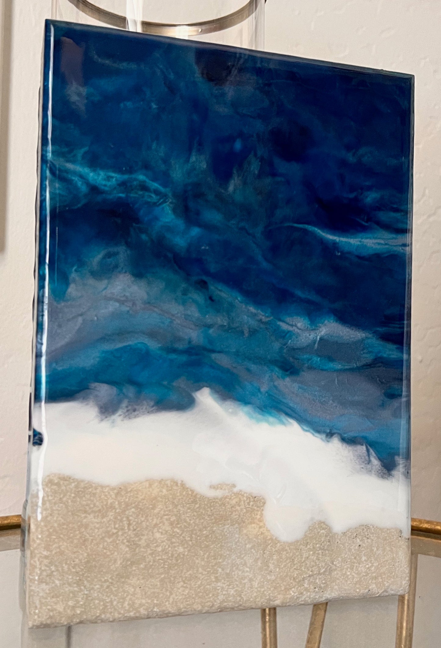Resin Ocean Crashing Waves Inspired Decorative Block 6x9x1.5