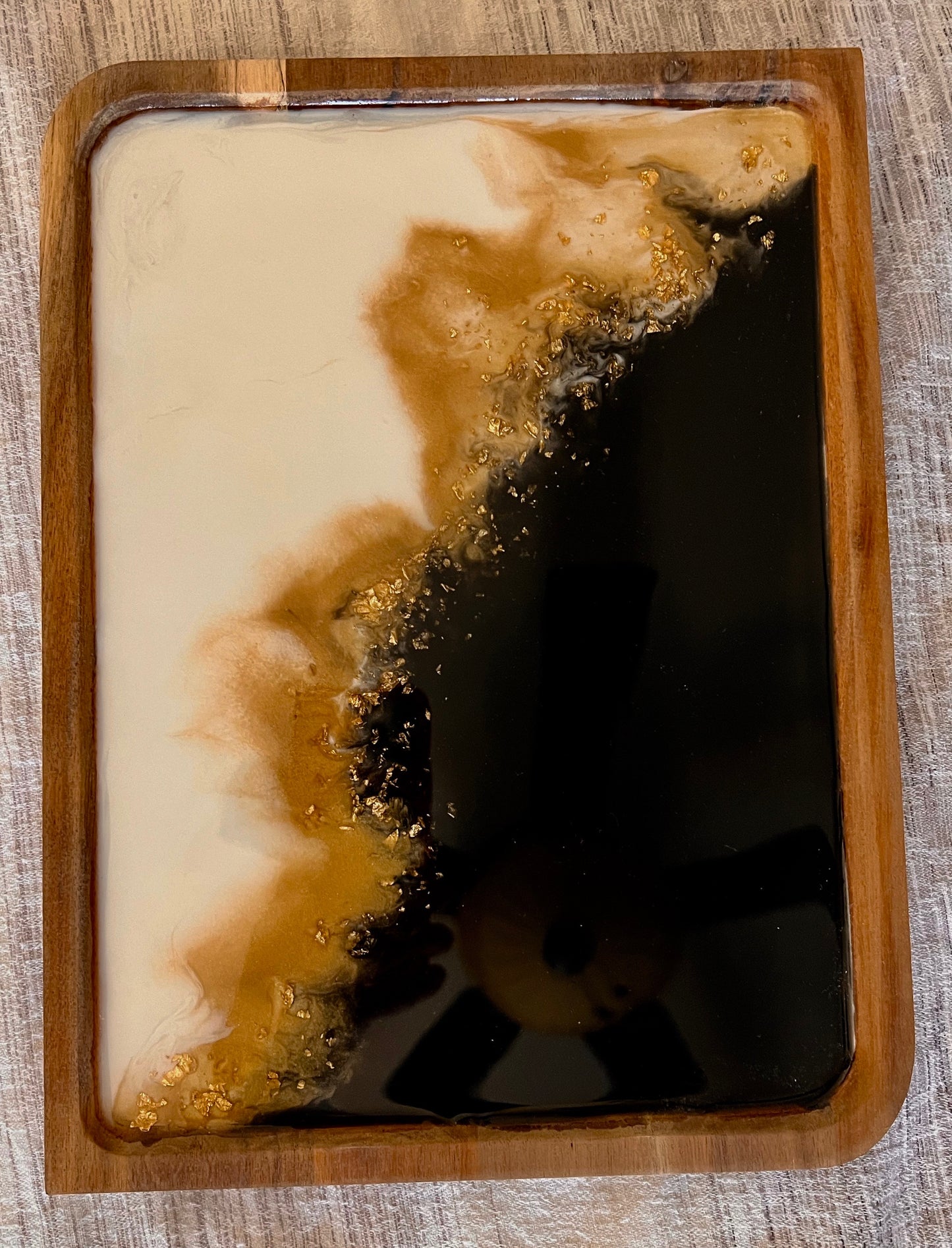 Resin Serving Tray - Gold Diagonal Flakes 8.5x11.5x.5 (SOLD)