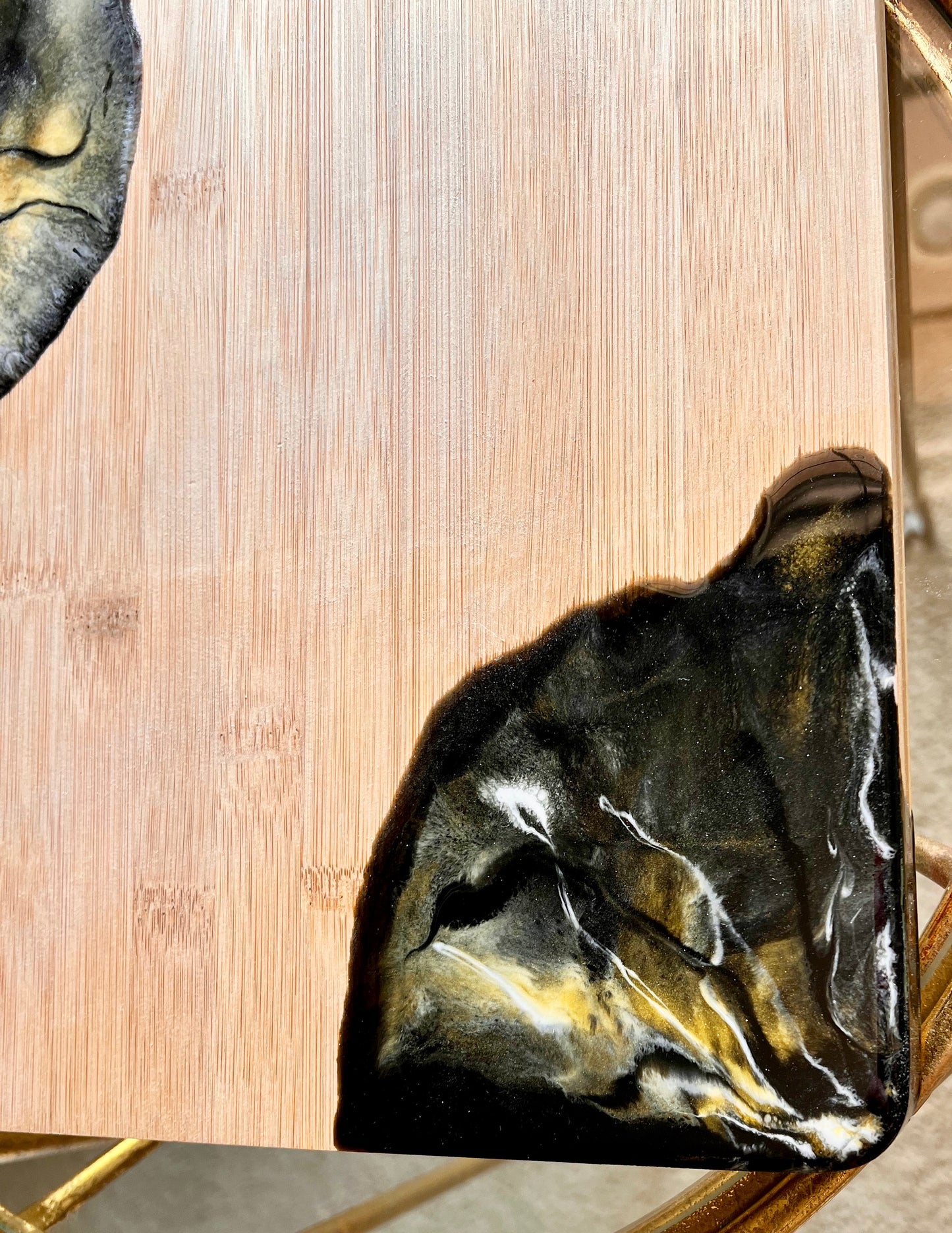 Charcuterie Board - Black, White and Gold Resin (SOLD)