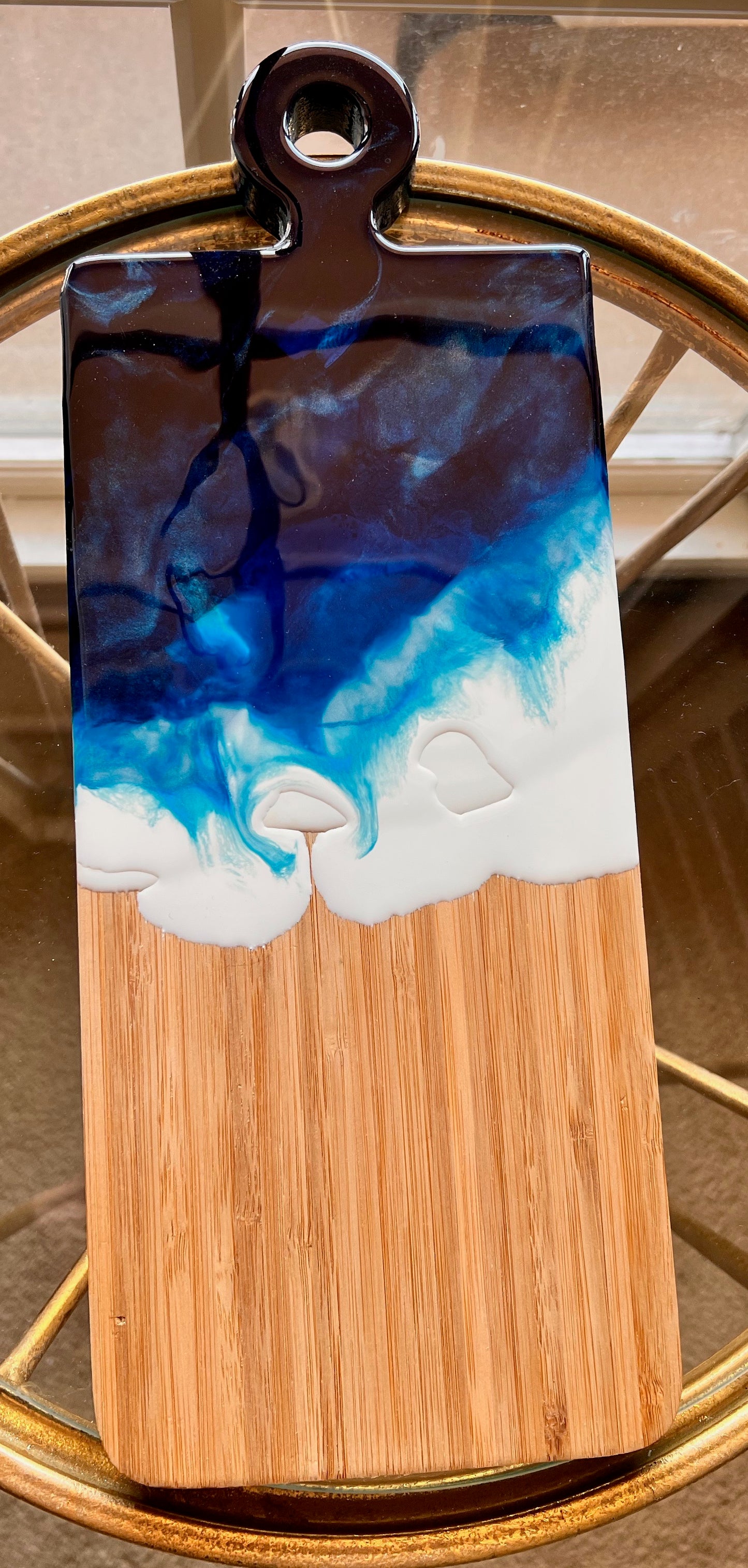 Charcuterie Board - Deep blue, light blue and white (SOLD)