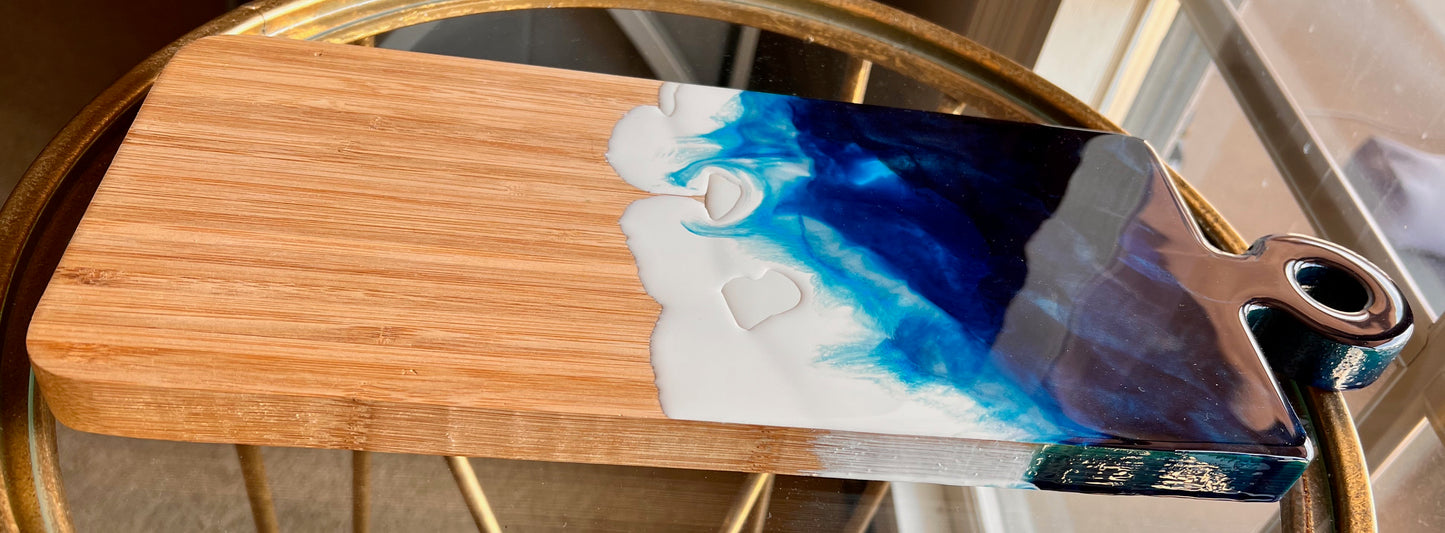 Charcuterie Board - Deep blue, light blue and white (SOLD)