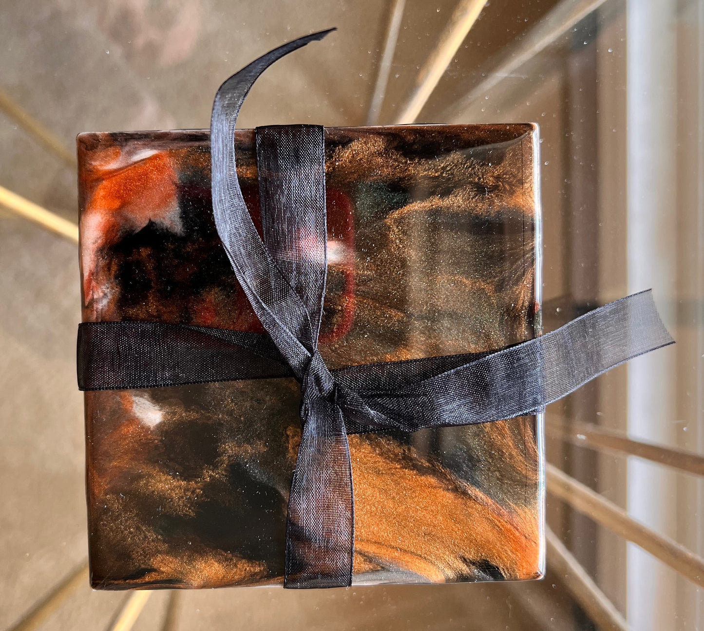 Resin Coasters- Black, Silver, Copper and Gold (SOLD)