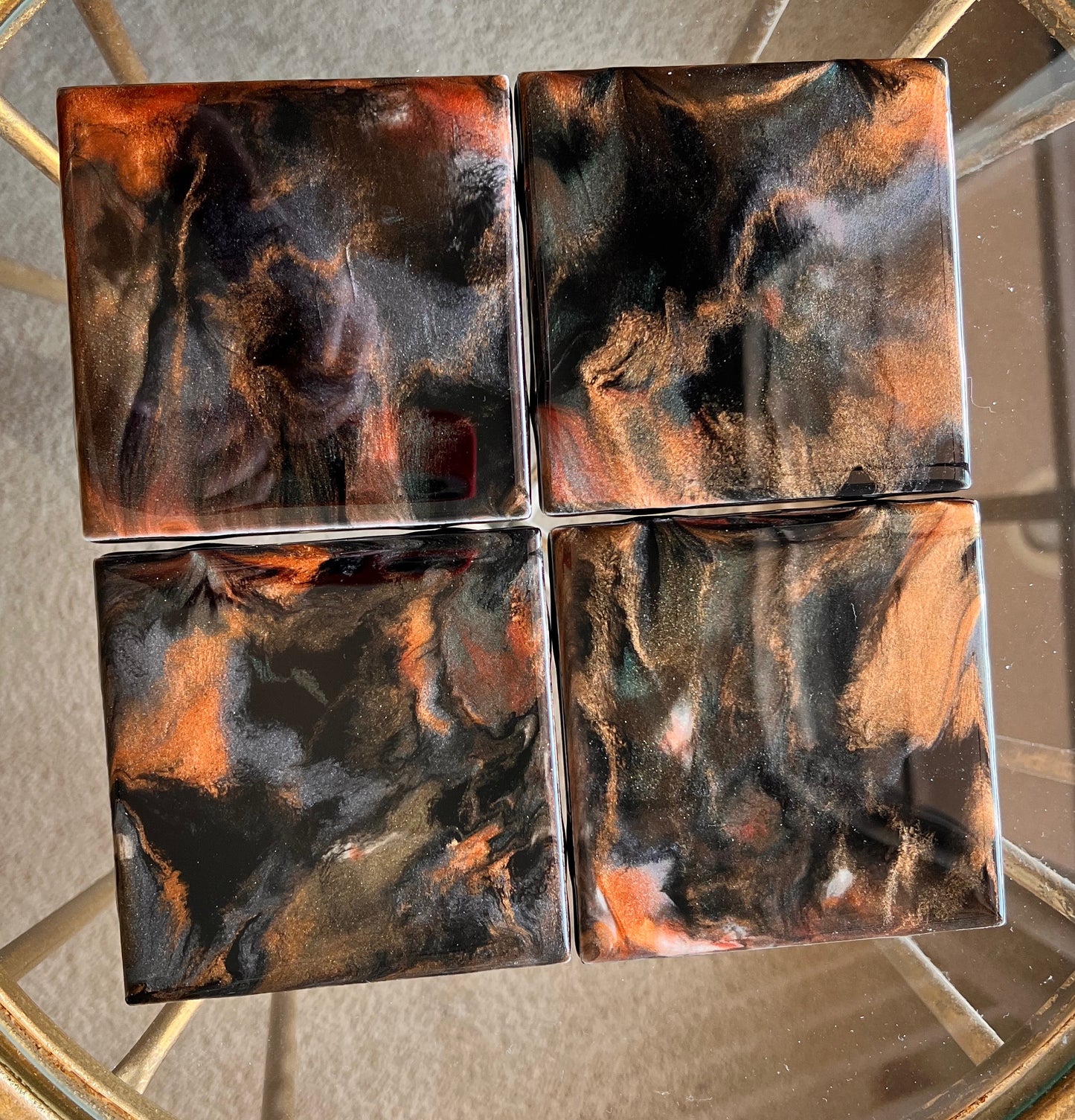 Resin Coasters- Black, Silver, Copper and Gold (SOLD)
