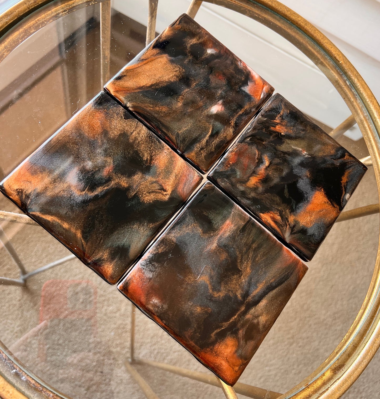 Resin Coasters- Black, Silver, Copper and Gold (SOLD)