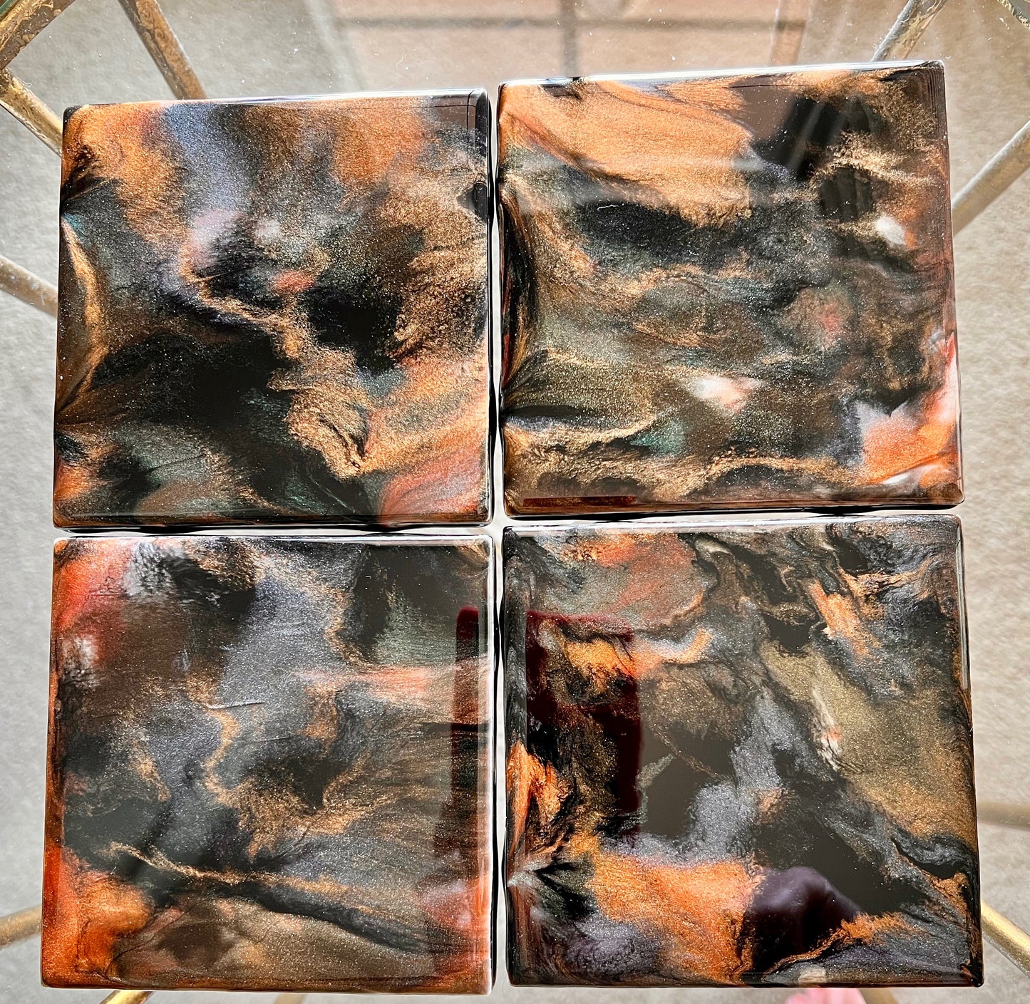 Resin Coasters- Black, Silver, Copper and Gold (SOLD)