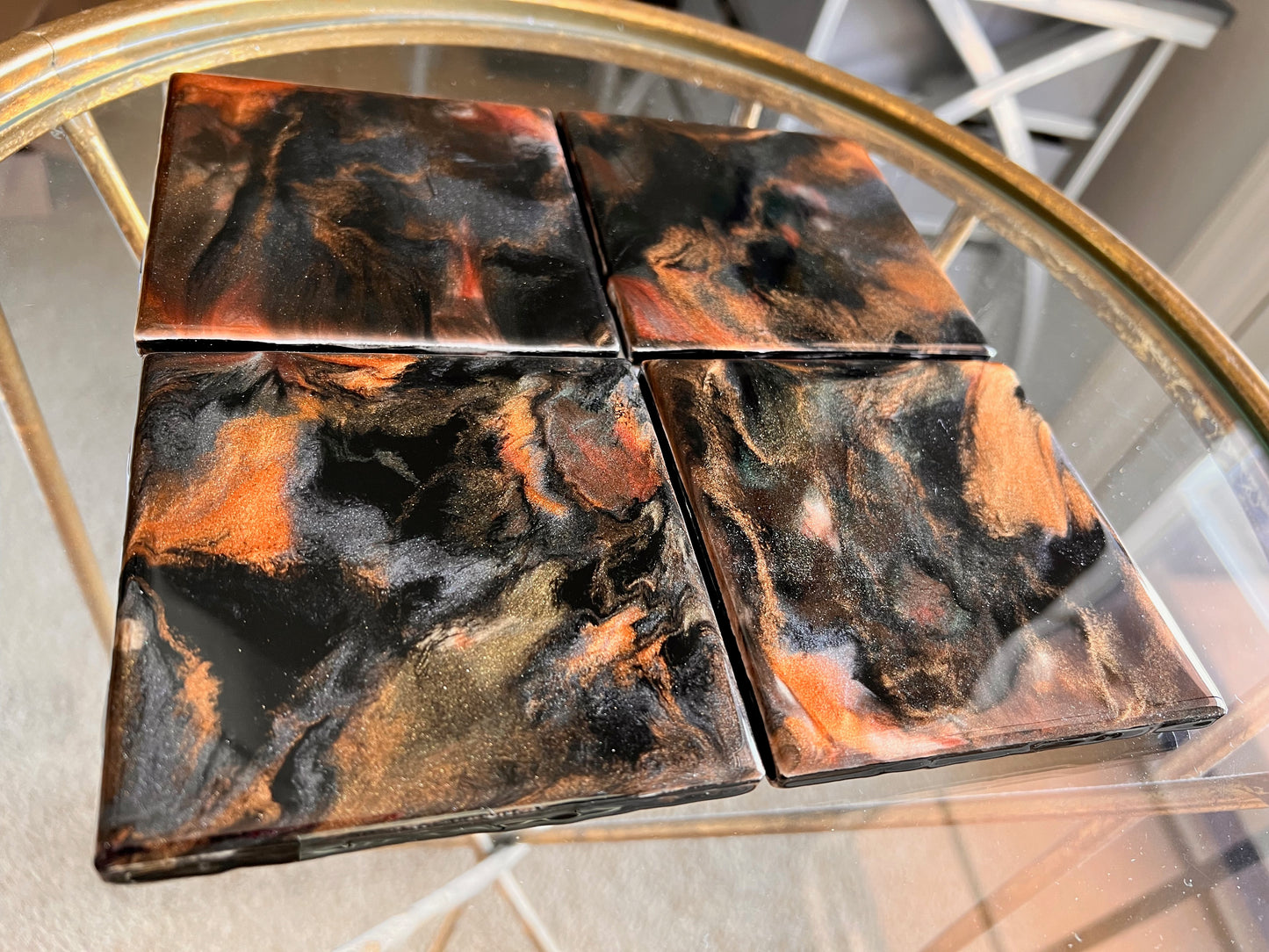Resin Coasters- Black, Silver, Copper and Gold (SOLD)