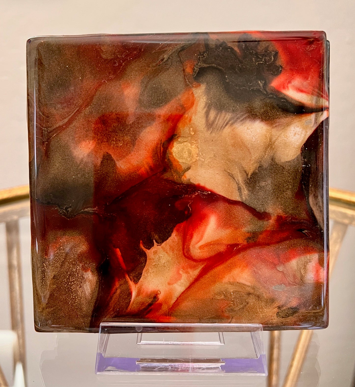 Resin Coasters- Red, Black and Gold (SOLD)