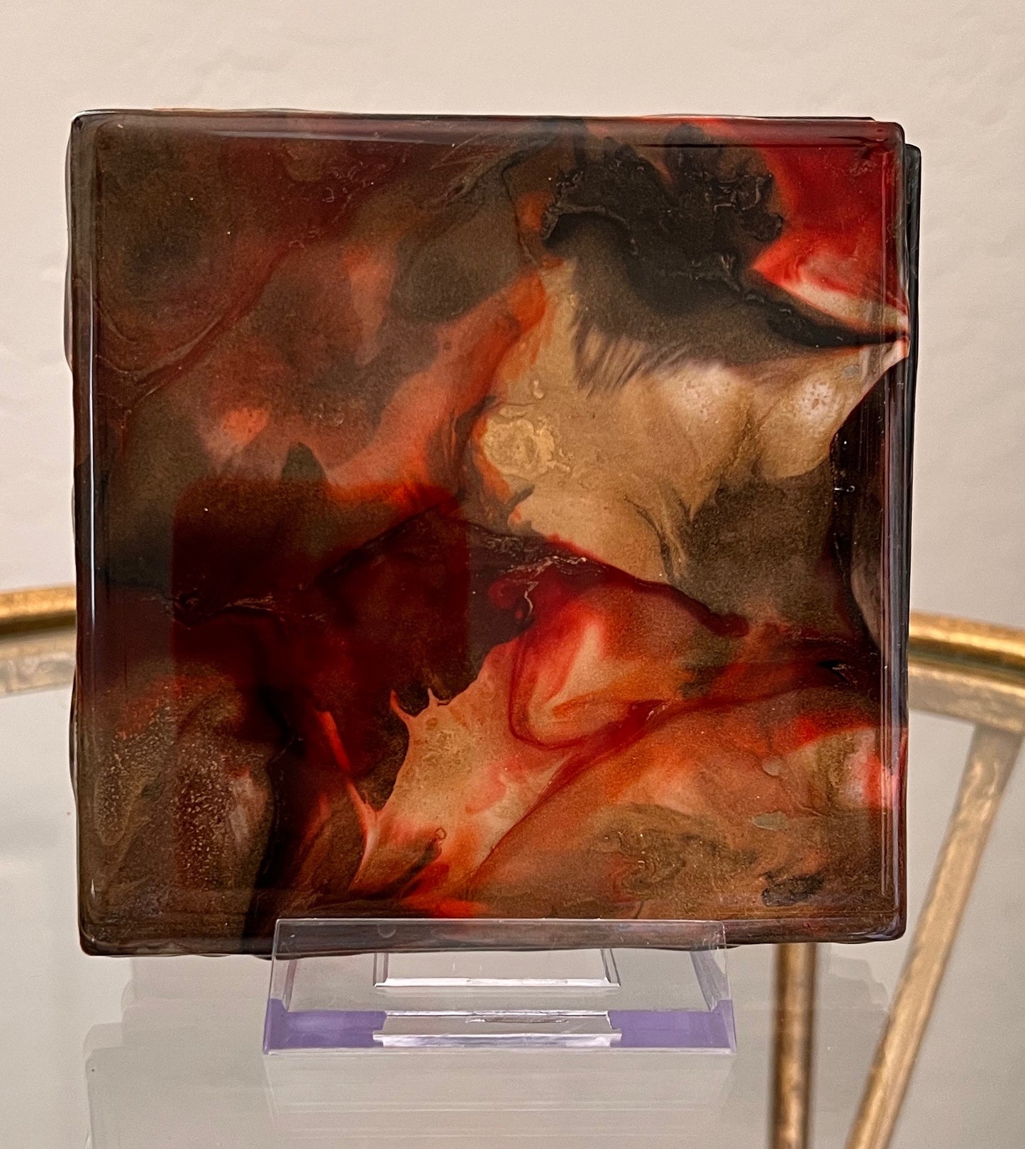Resin Coasters- Red, Black and Gold (SOLD)