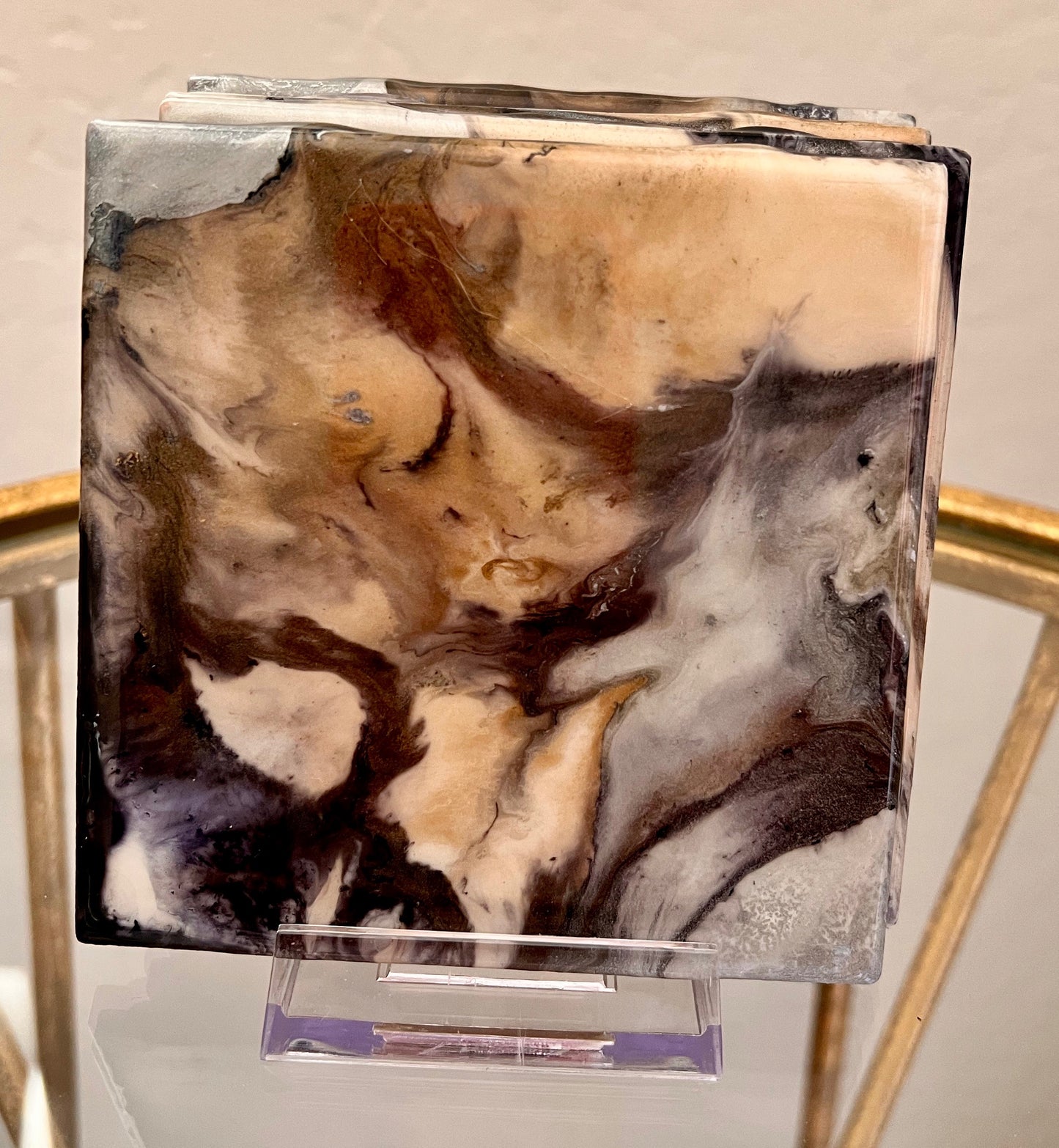 Resin Coasters- Black, Silver, Bronze and Gold