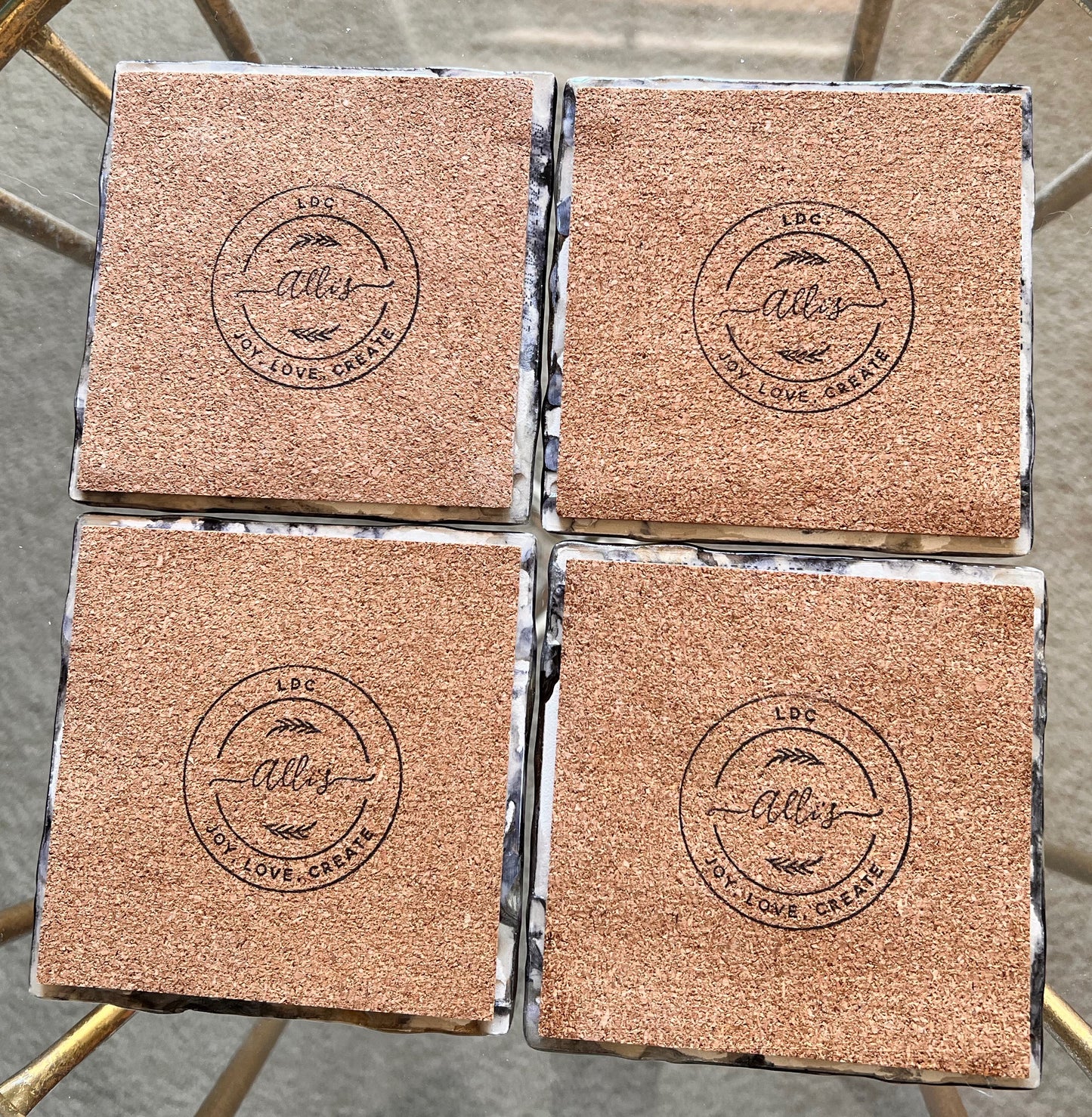 Resin Coasters- Black, Silver, Bronze and Gold