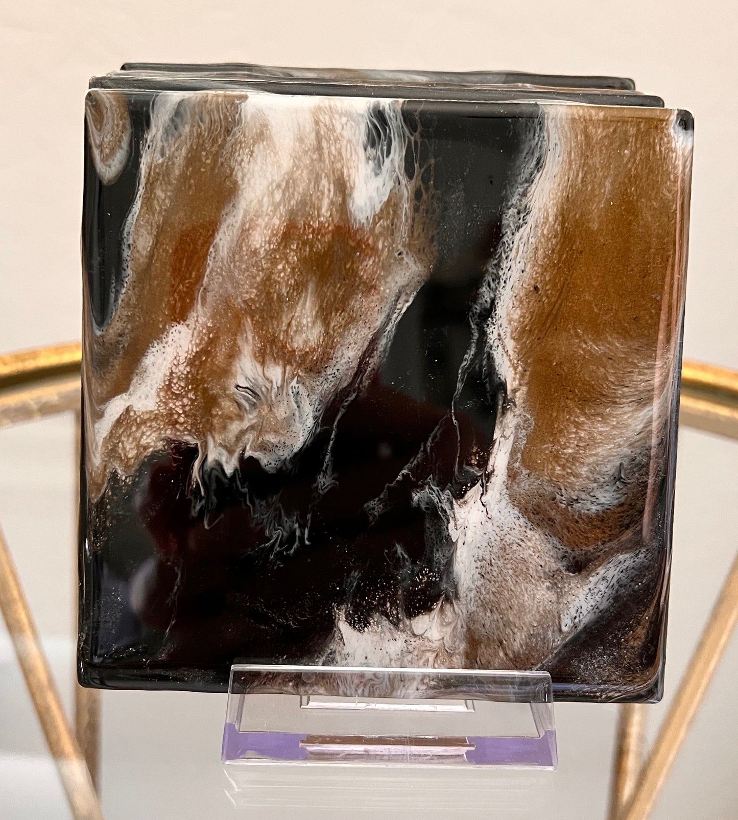 Resin Coasters- Black, White and Gold