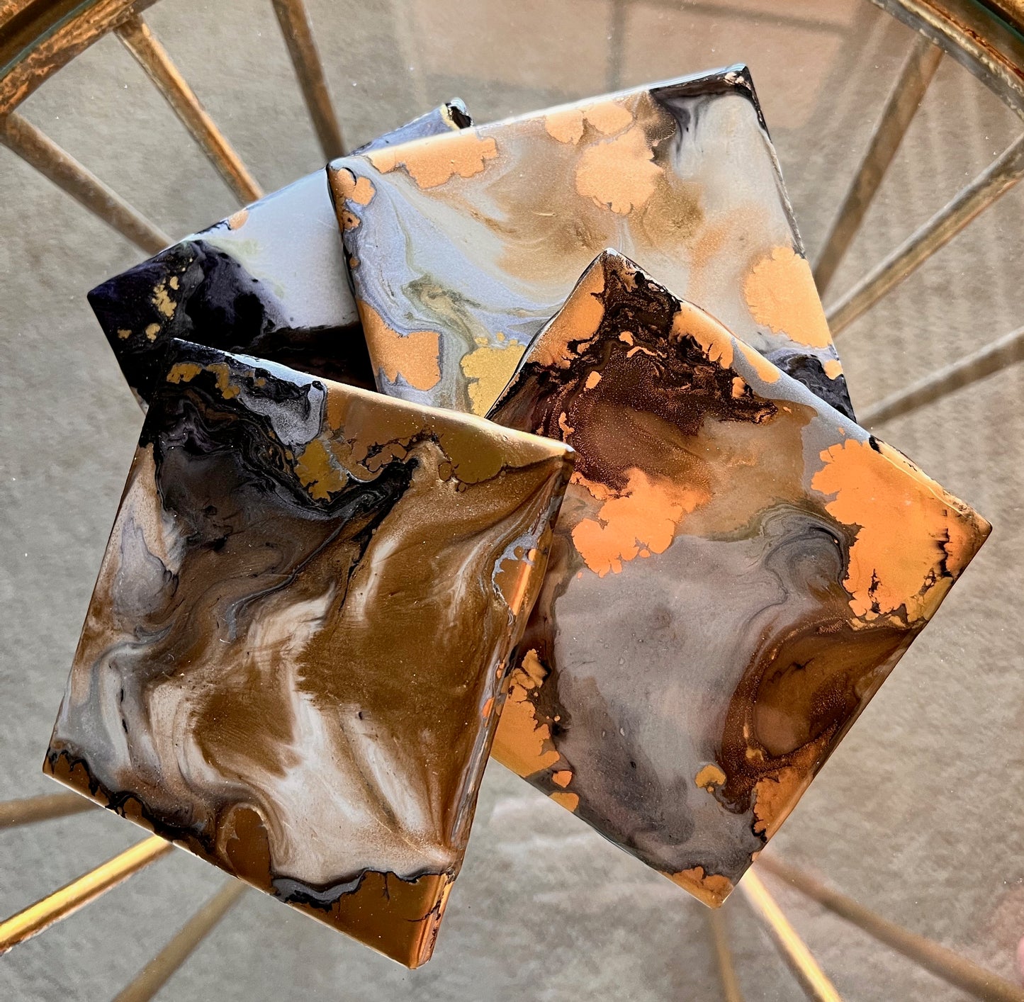 Resin Coasters- Black, Copper, Bronze, Silver and Gold