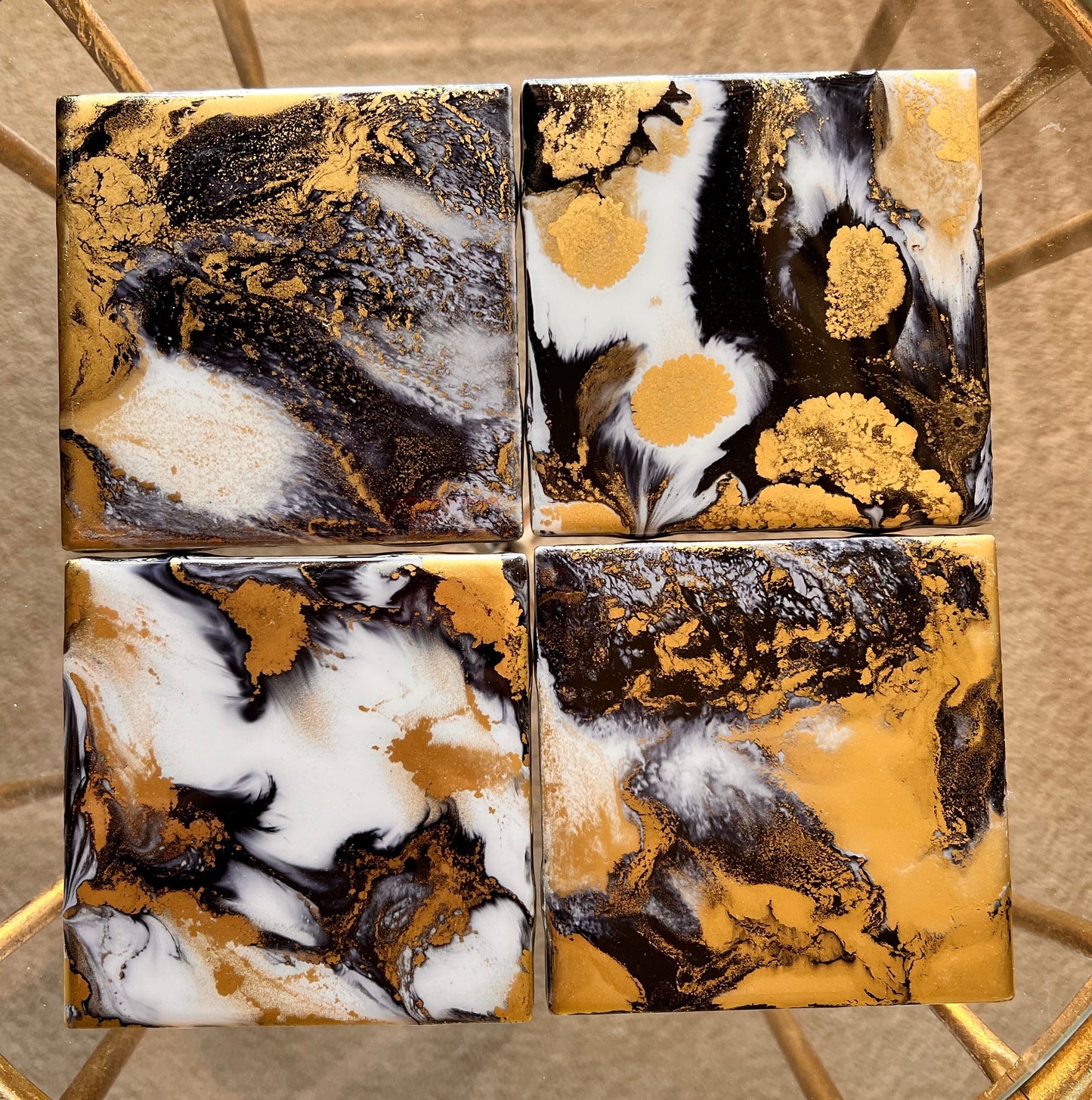 Resin Coasters- Black, Gold and White (SOLD)