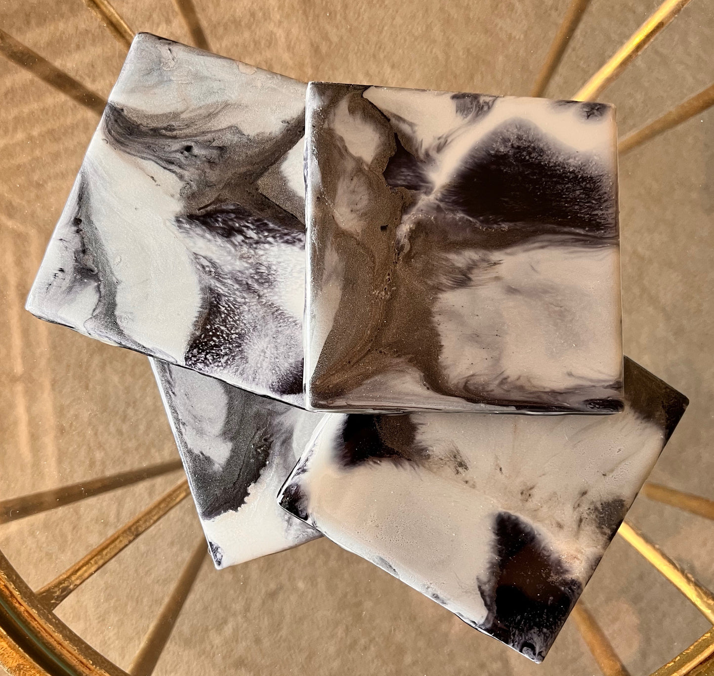 Resin Coasters- Black, Silver, Pearl and White (SOLD)