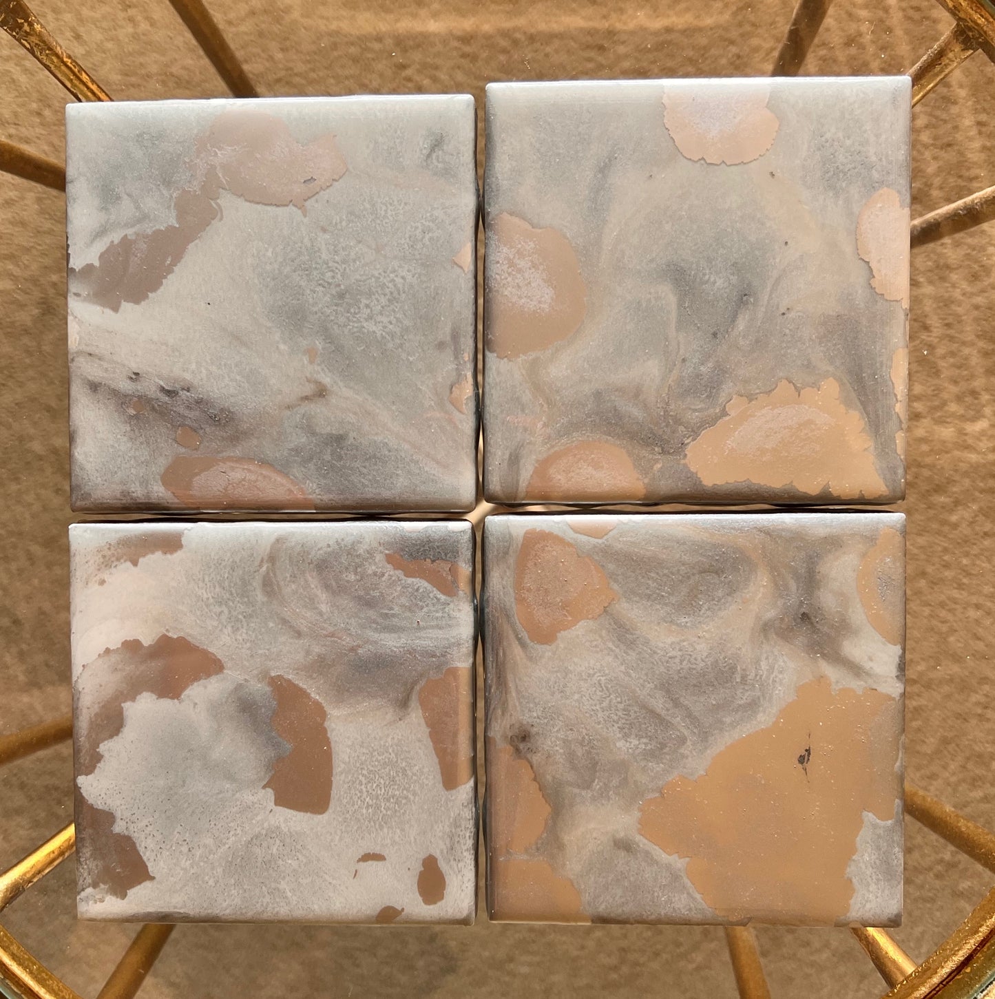 Resin Coasters- Silver and Pearl