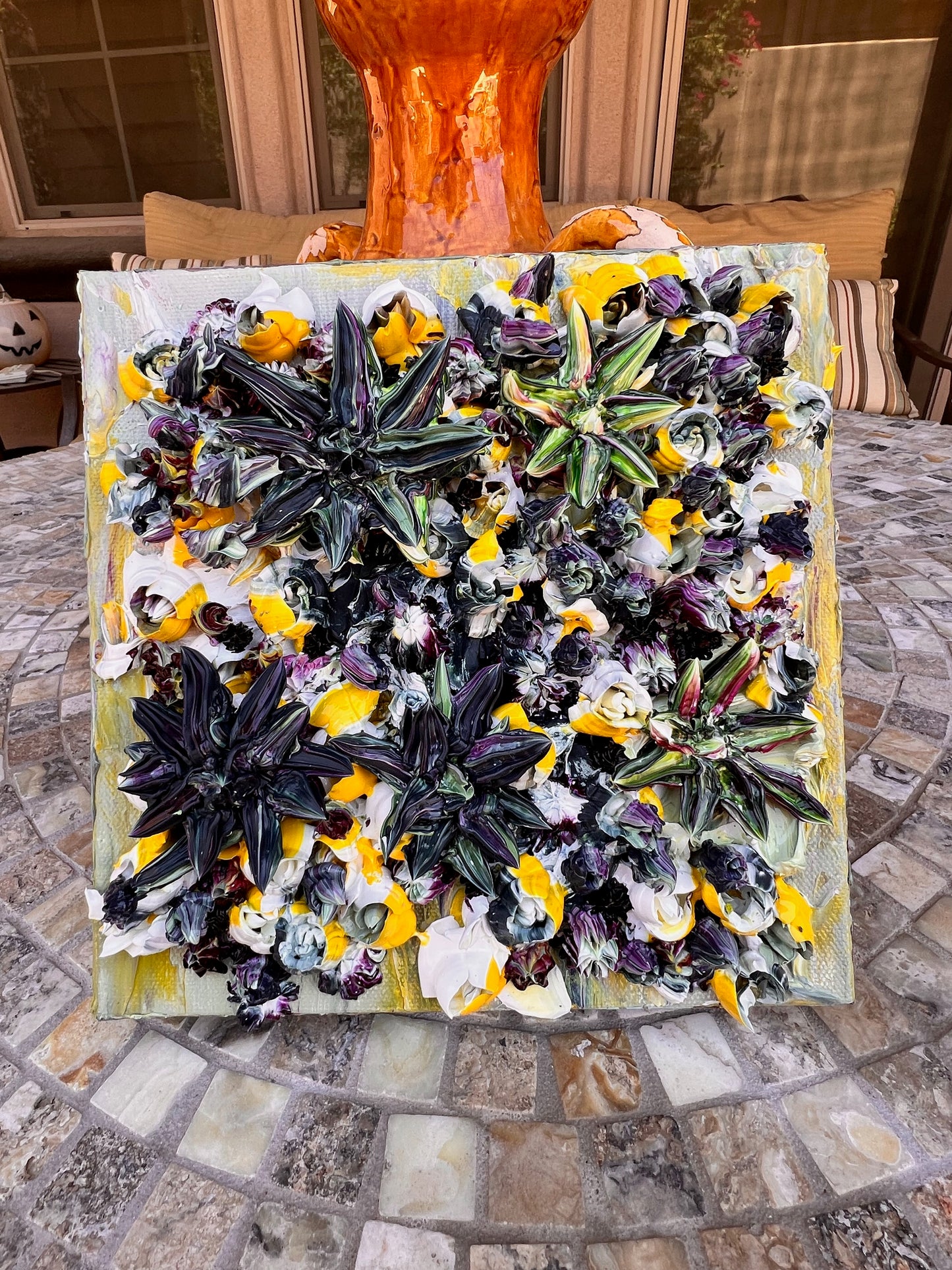 Field of flowers and succulents 8x8x1.5 (SOLD)
