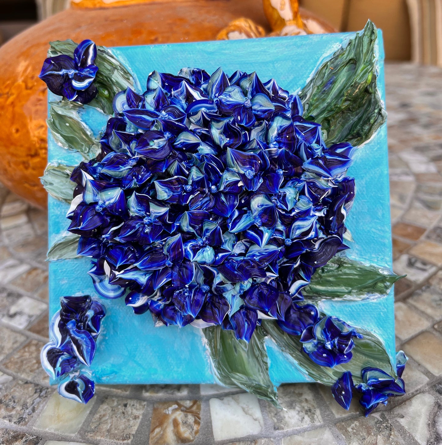 Full Bloom Blue Hydrangea 6x6x1.5 (SOLD)