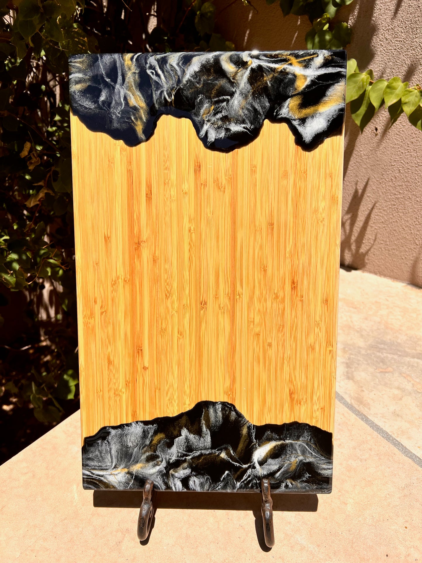 Charcuterie Board - Embellished with black, white and gold resin (SOLD)