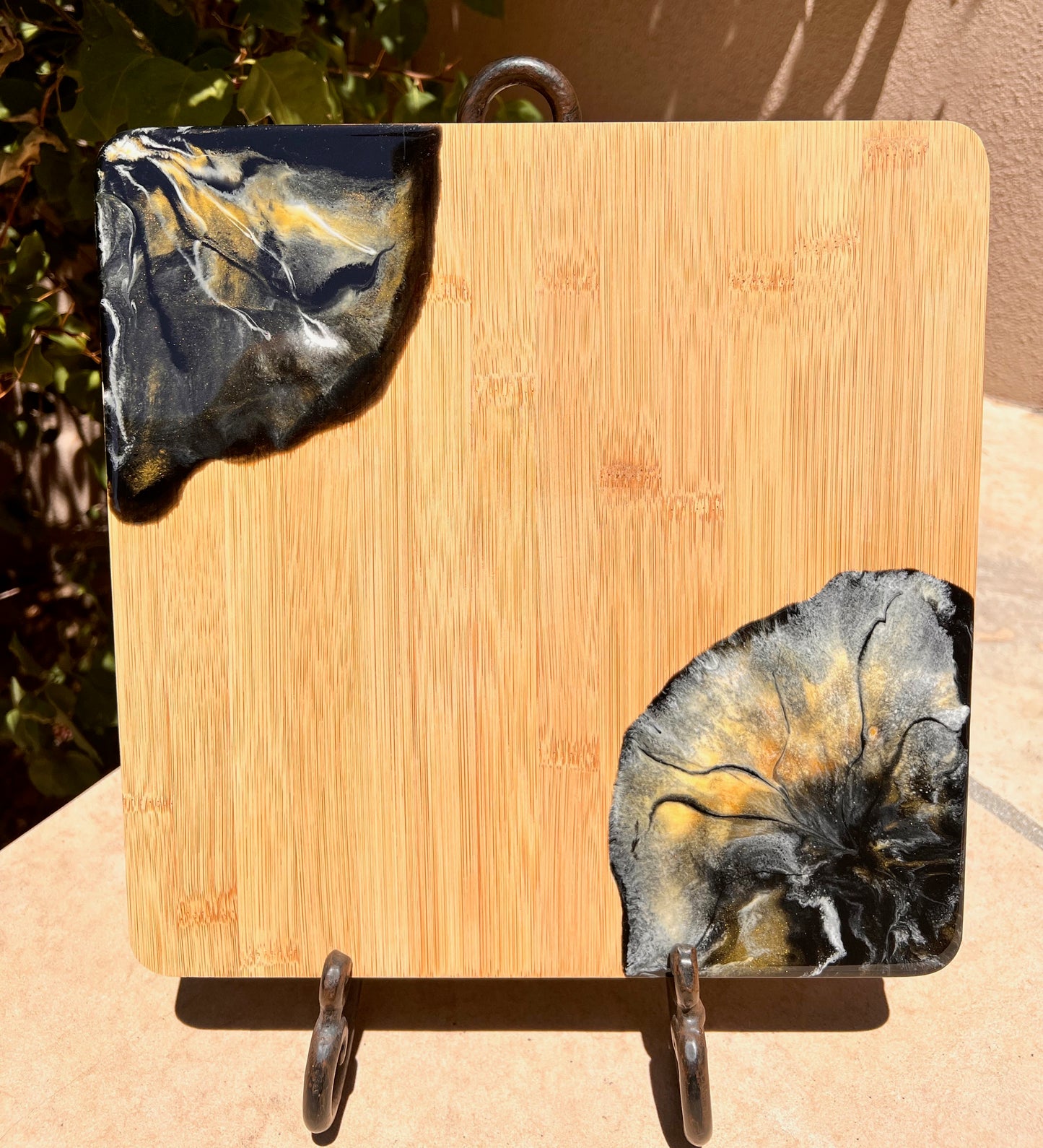 Charcuterie Board - Black, White and Gold Resin (SOLD)