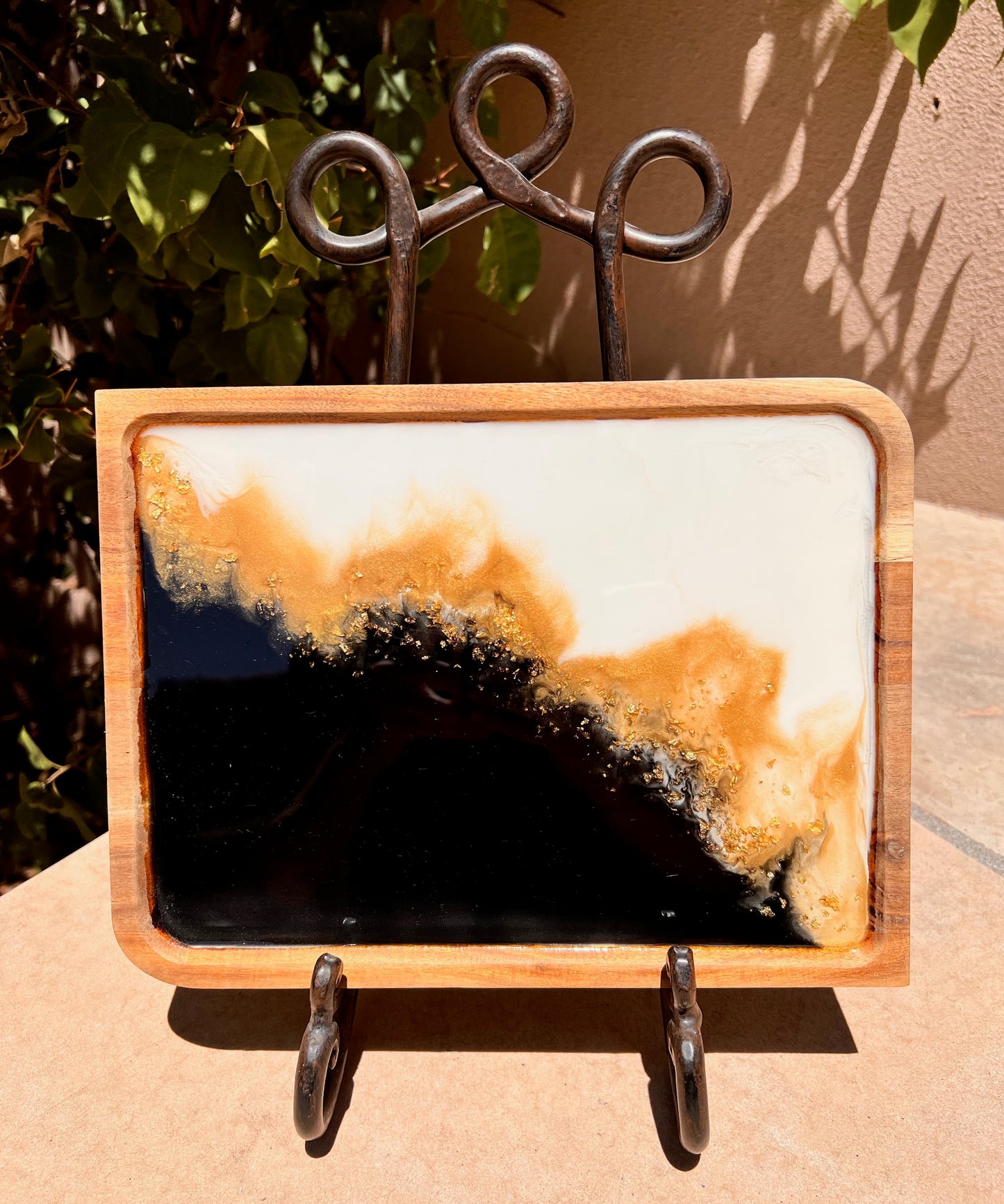 Resin Serving Tray - Gold Diagonal Flakes 8.5x11.5x.5 (SOLD)