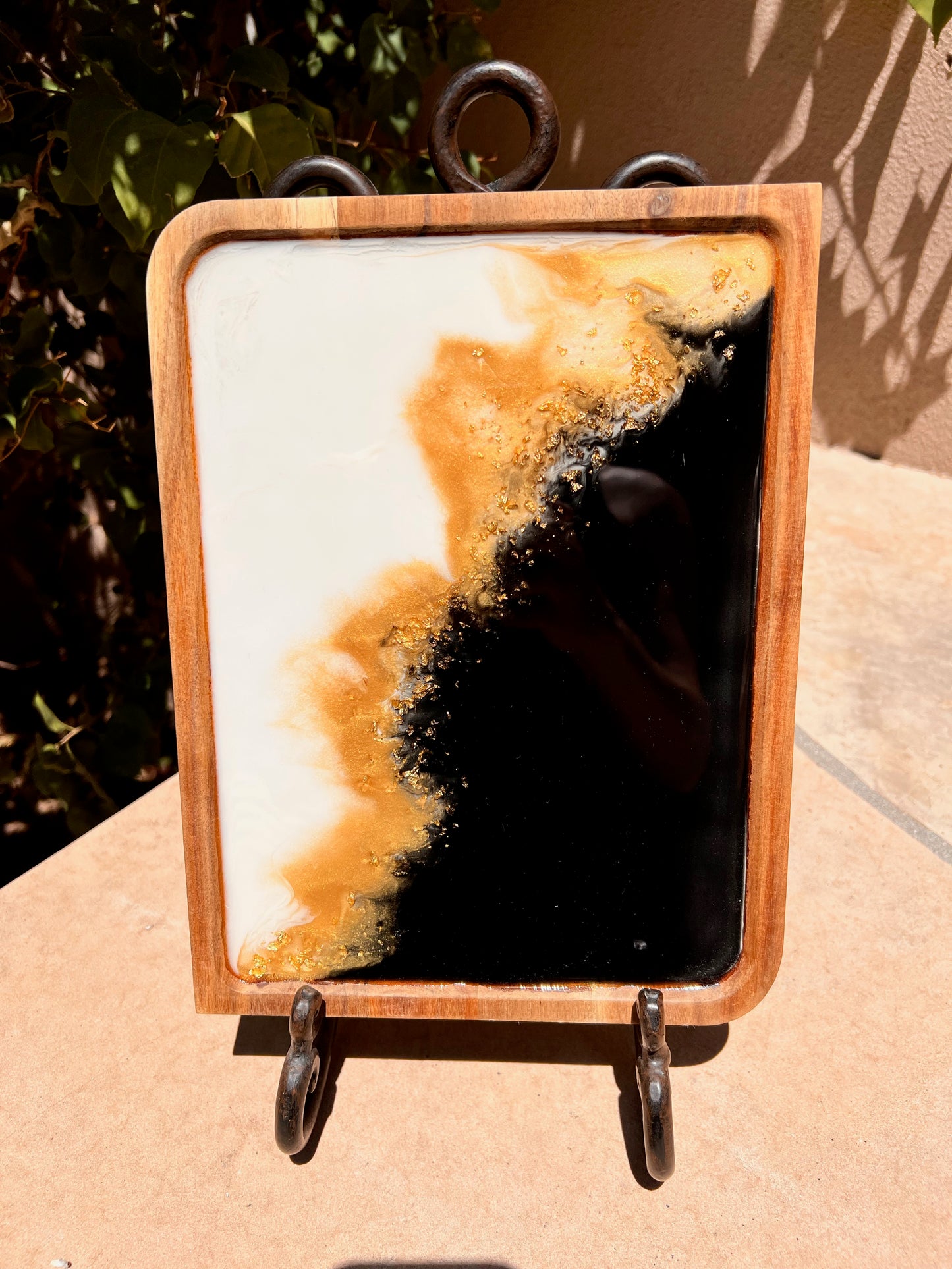 Resin Serving Tray - Gold Diagonal Flakes 8.5x11.5x.5 (SOLD)