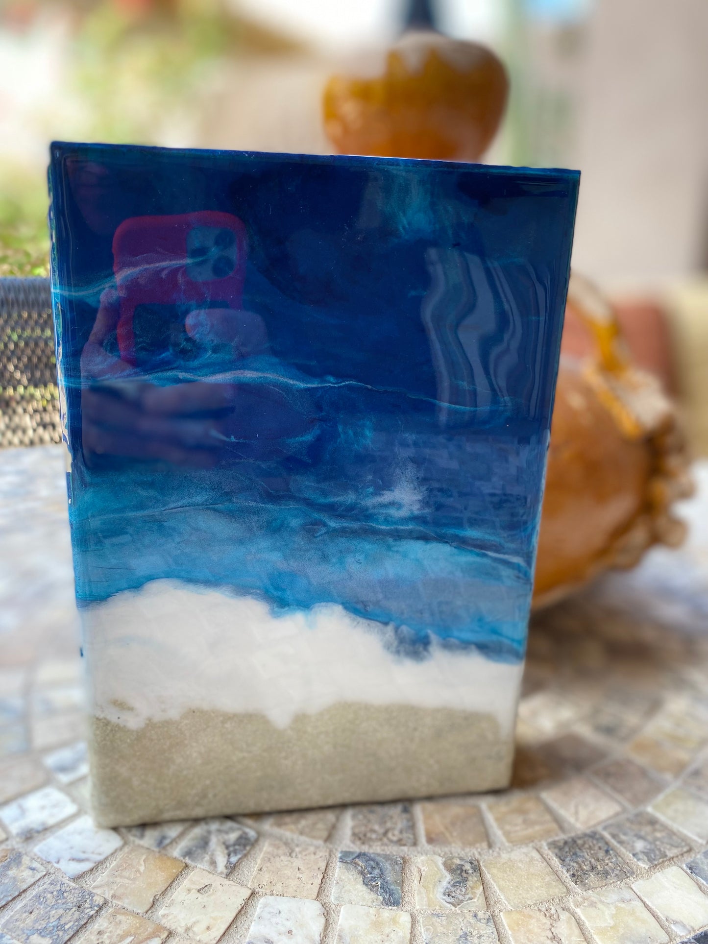 Resin Ocean Inspired Decorative Block 6x9x1.5