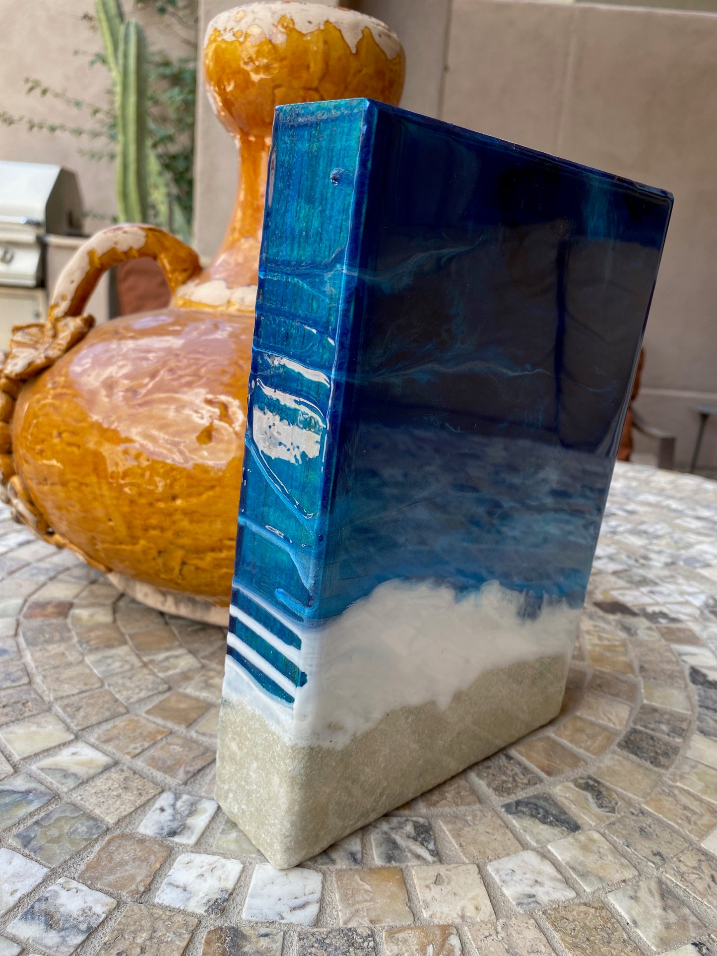 Resin Ocean Inspired Decorative Block 6x9x1.5