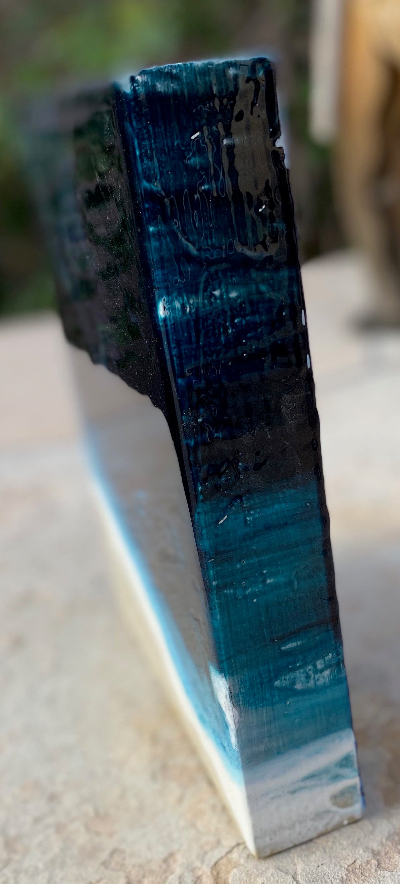 Resin Ocean Crashing Waves Inspired Decorative Block 6x9x1.5