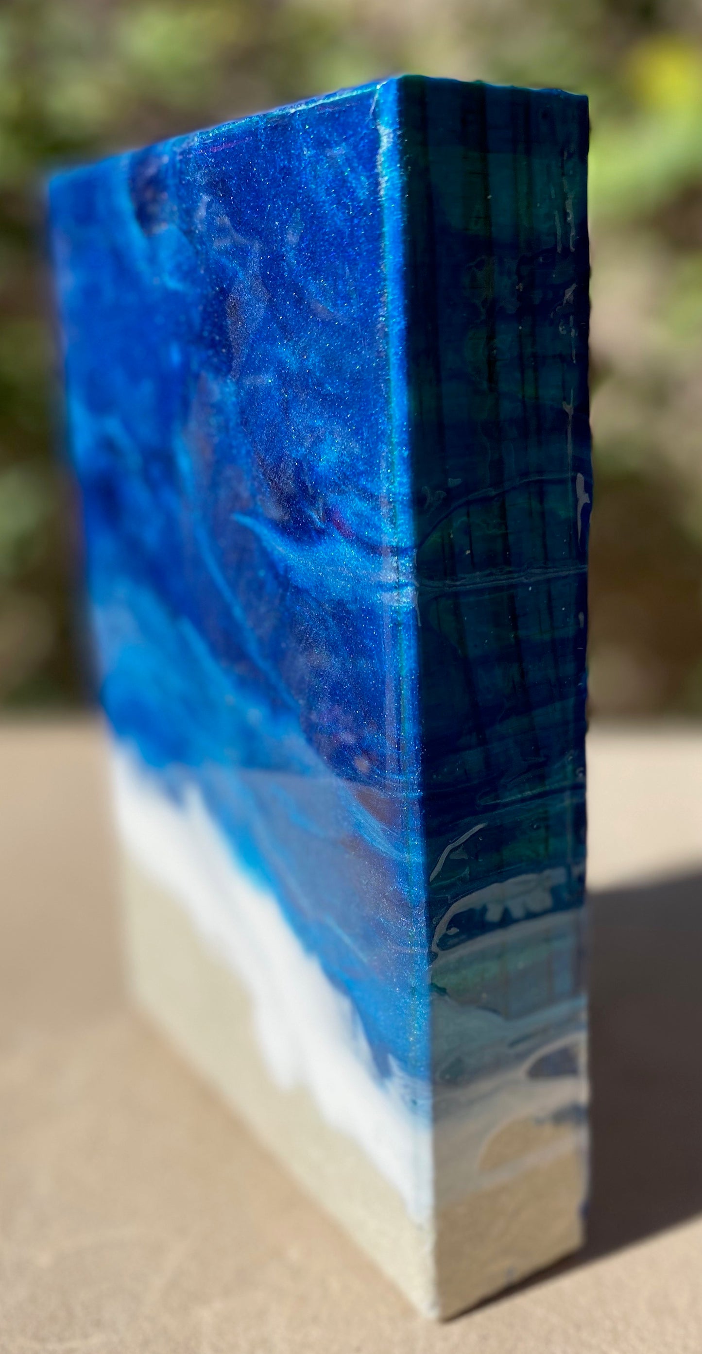 Resin Ocean Crashing Waves Inspired Decorative Block 6x9x1.5