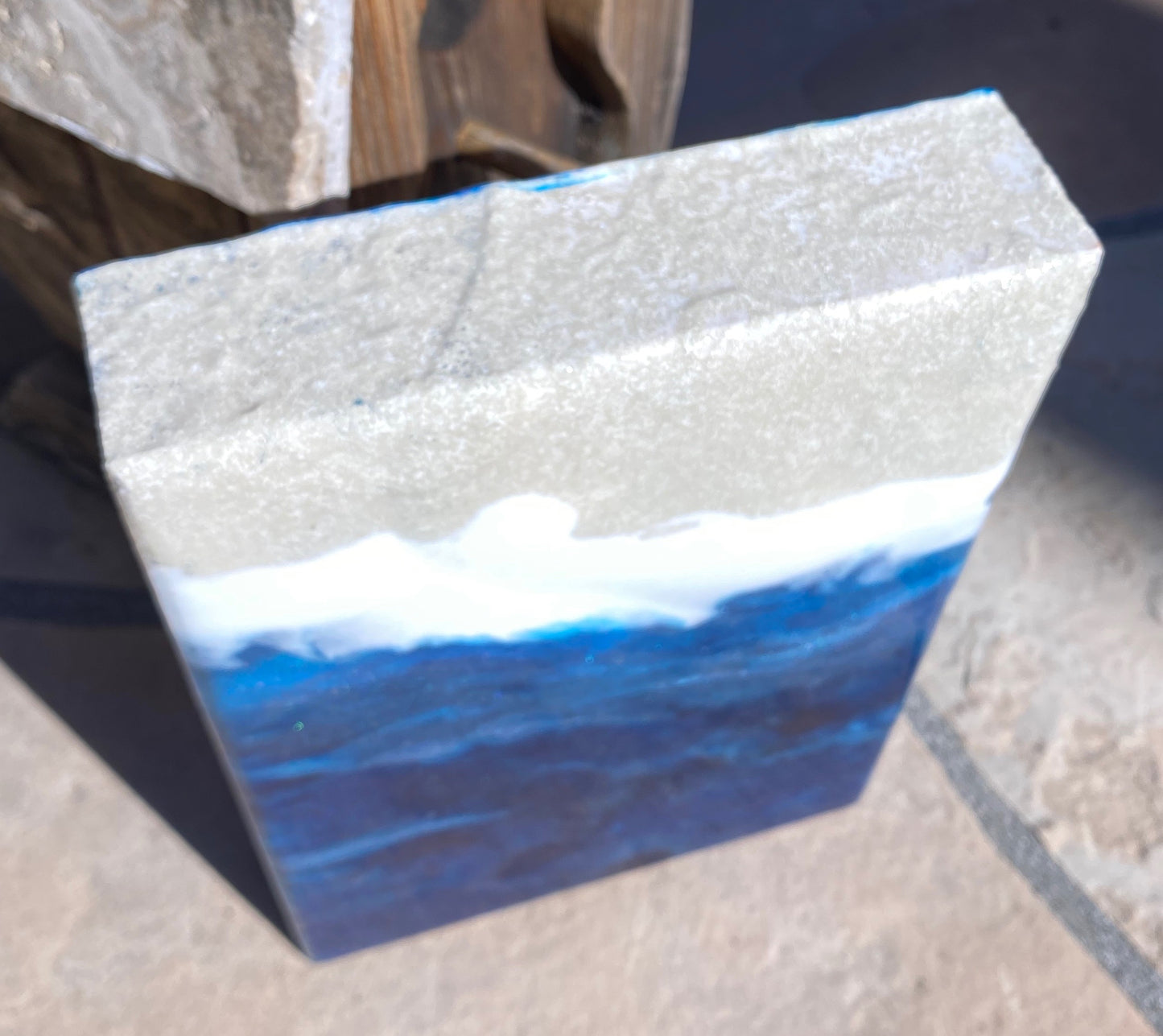 Resin Ocean Crashing Waves Inspired Decorative Block 6x9x1.5