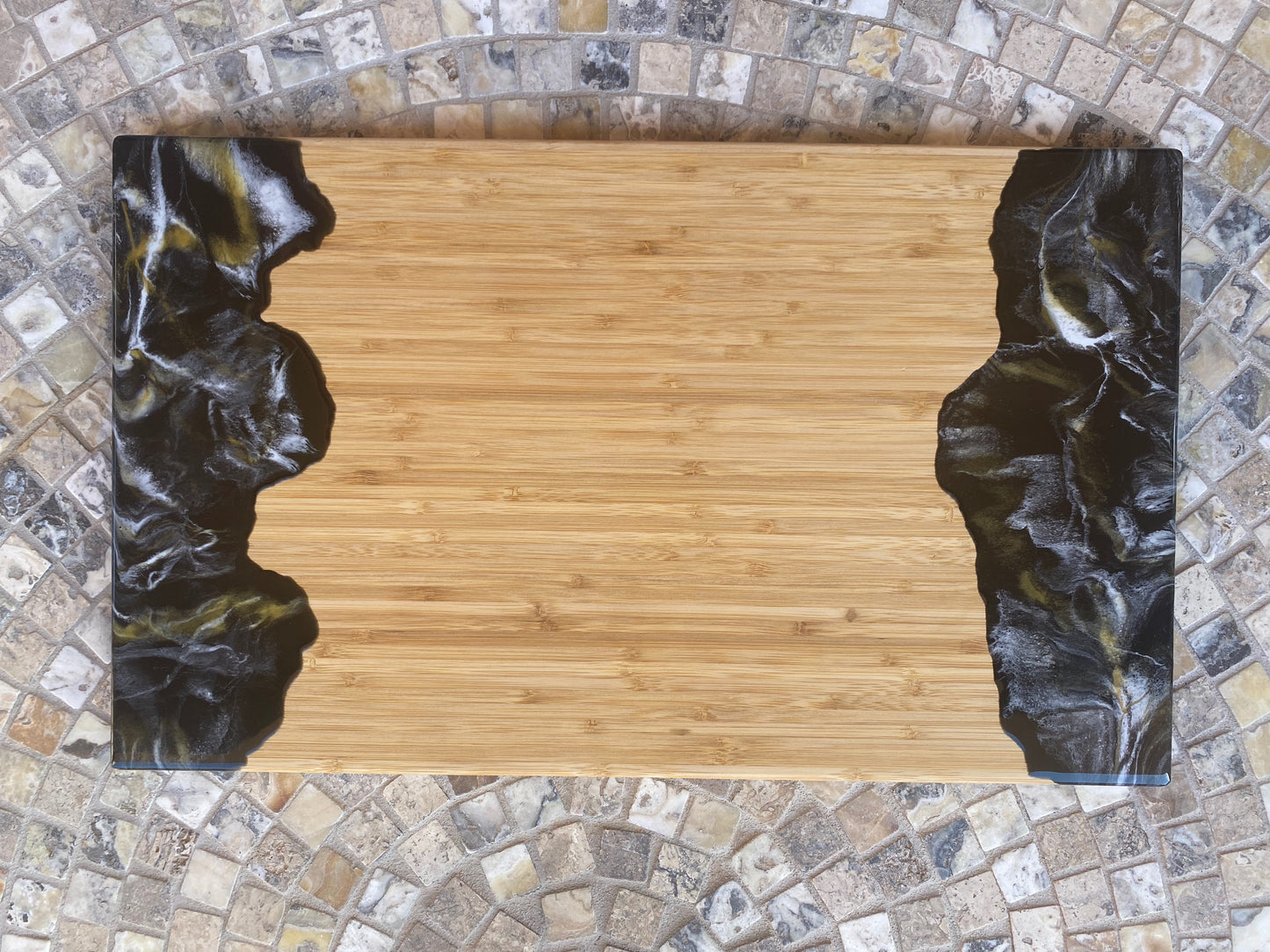 Charcuterie Board - Embellished with black, white and gold resin (SOLD)