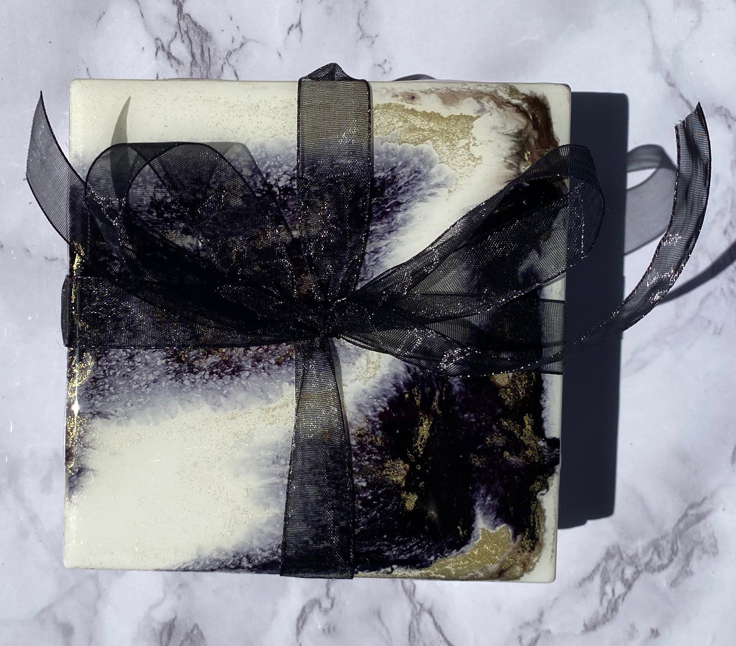 Resin Coasters- Black, Gold, Bronze and White