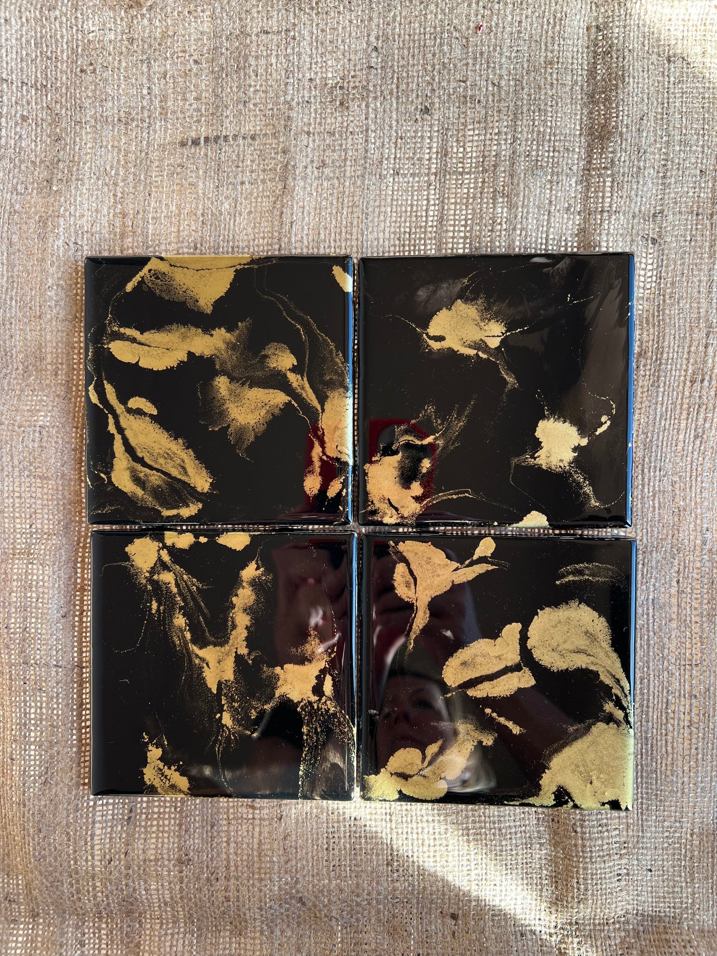 Resin Coasters - Black and Gold