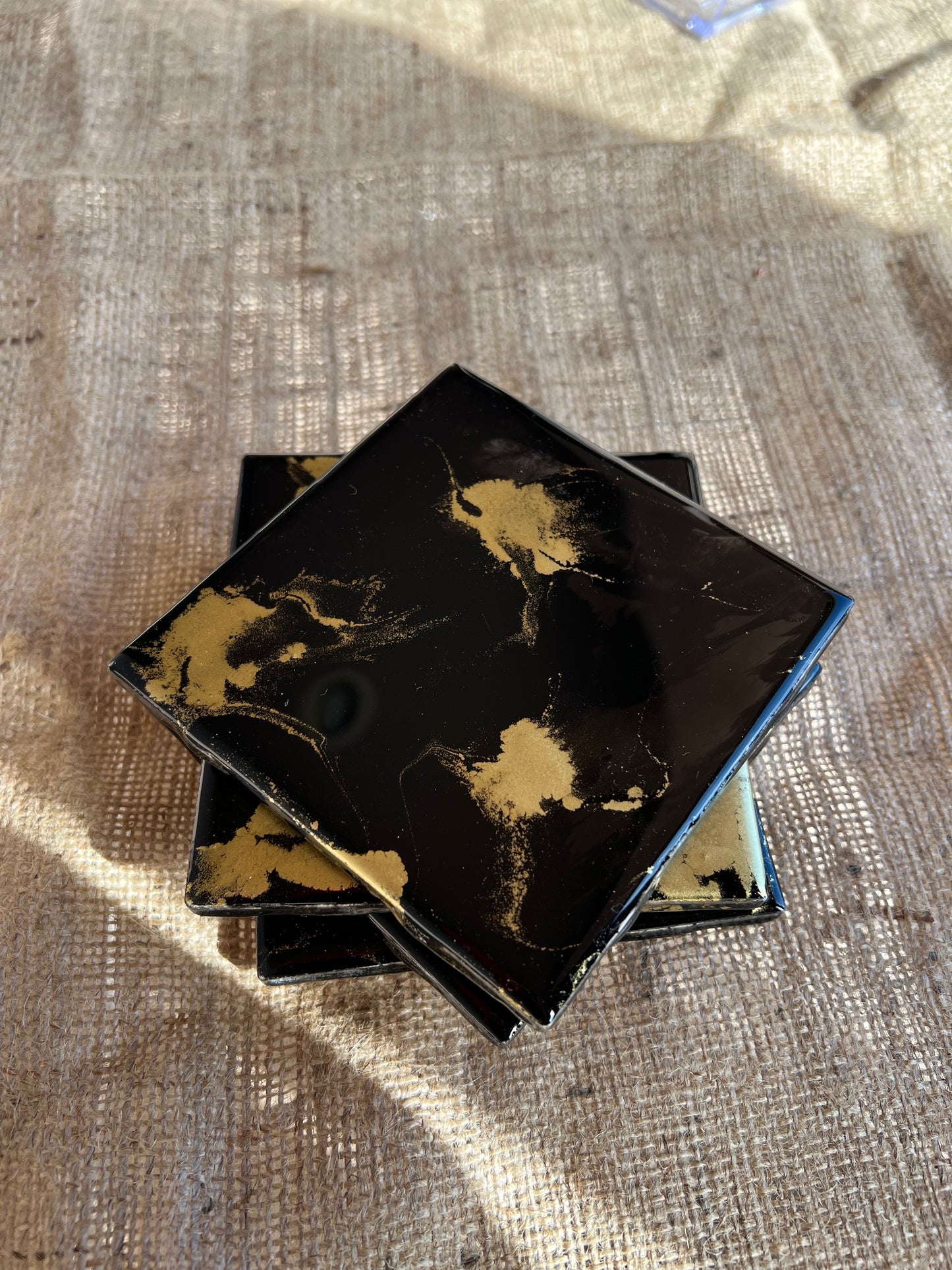 Resin Coasters - Black and Gold