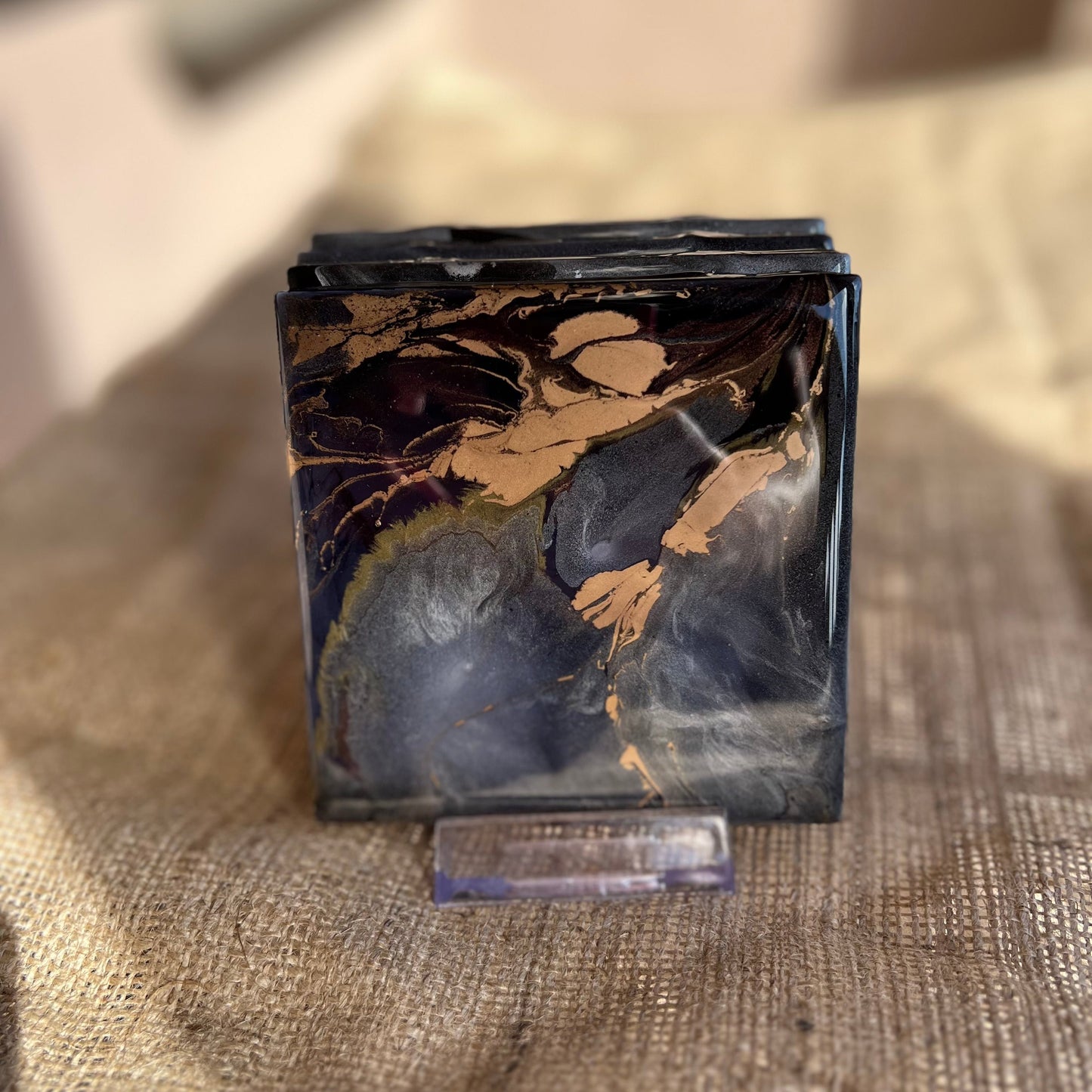 Resin Coasters - Black, Silver & Brass