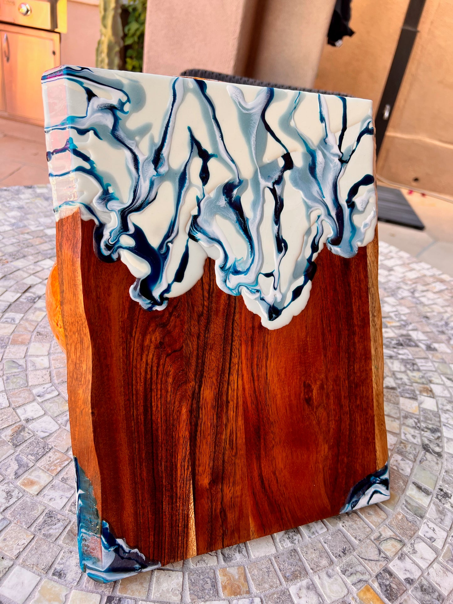 Charcuterie Board - modern layers of white resin