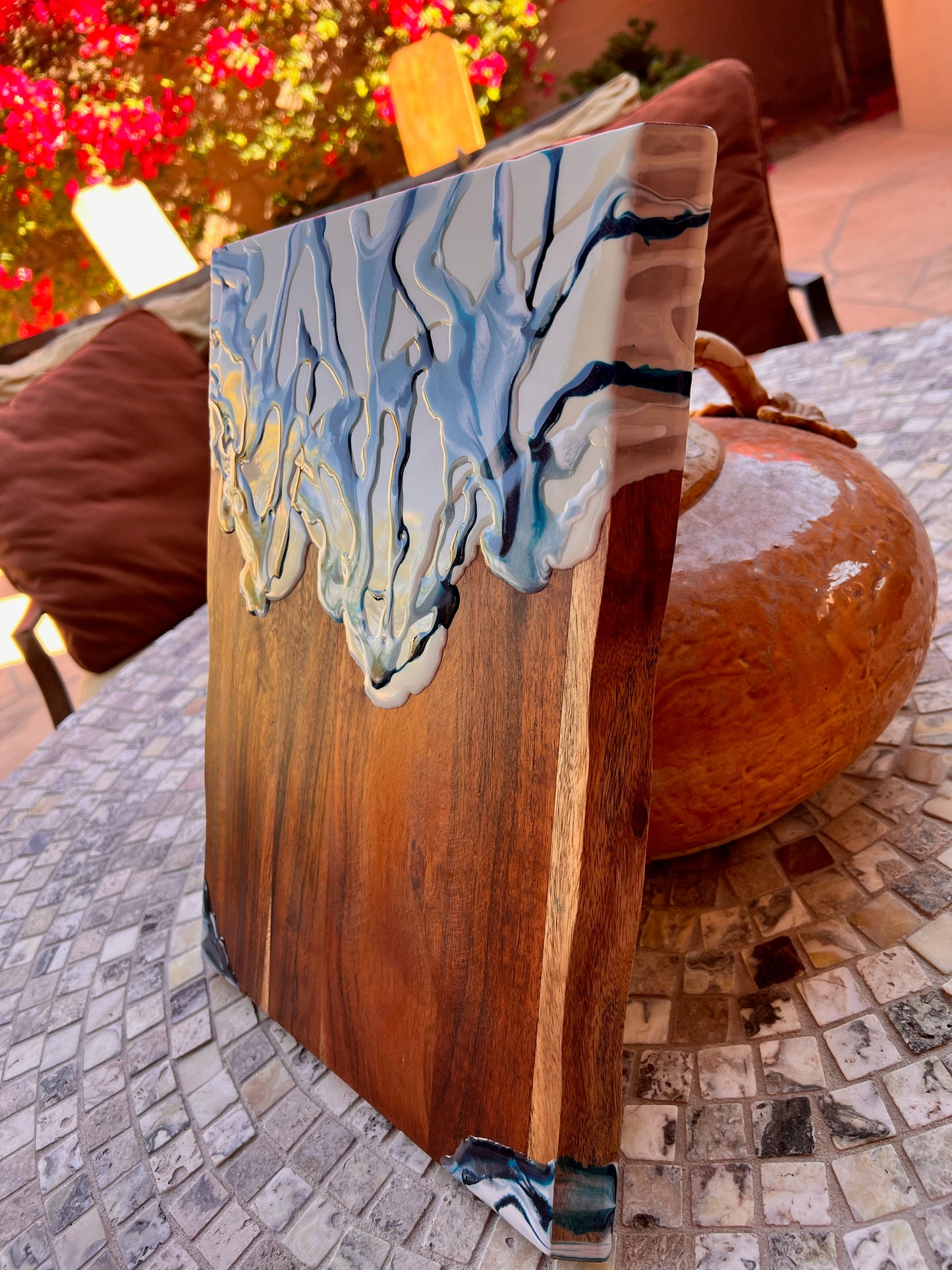 Charcuterie Board - modern layers of white resin